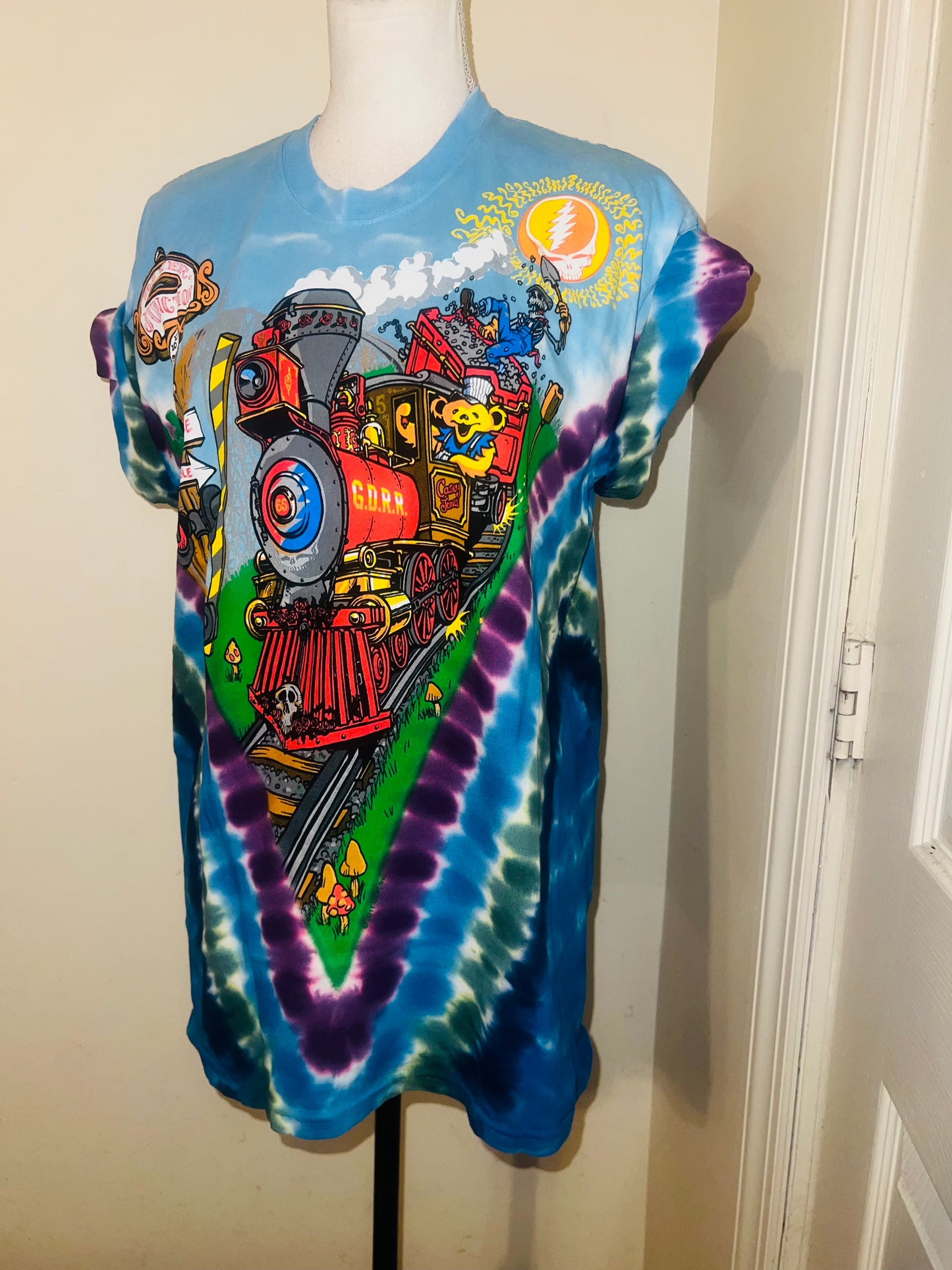 Grateful Dead Train Double Sided Oversized Distressed Tee