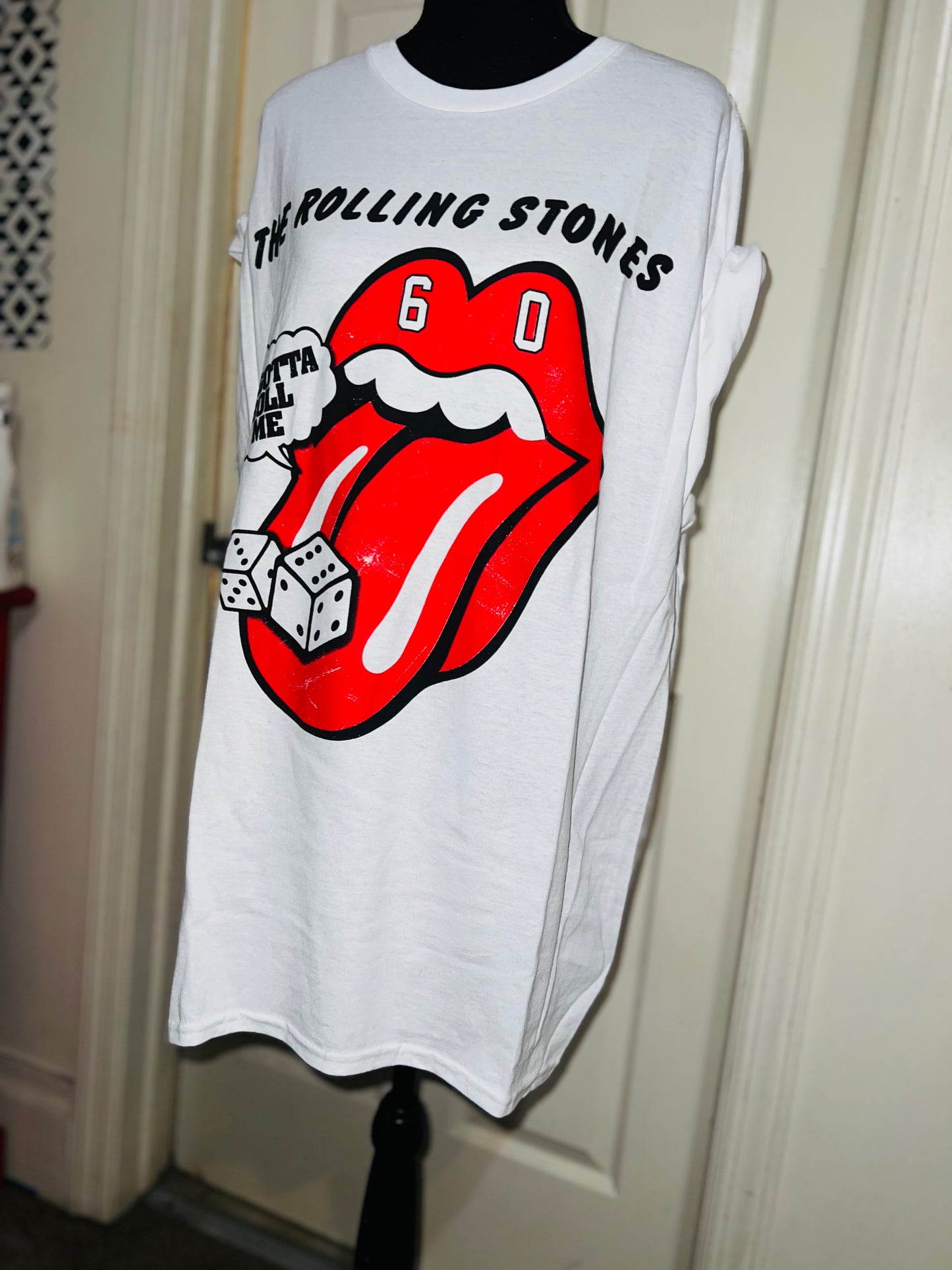 Rolling Stones Tumbling Dice Oversized Distressed Tee