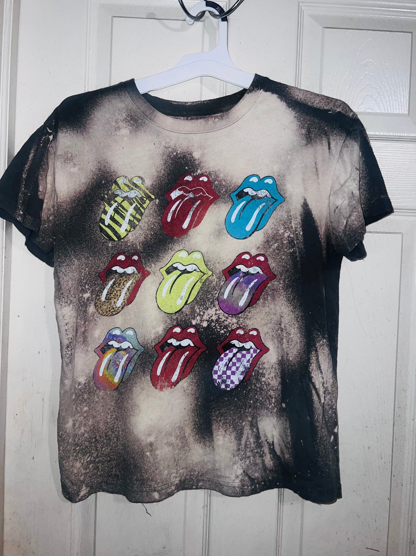 Bleached The Rolling Stones Multi Color Distressed Tee