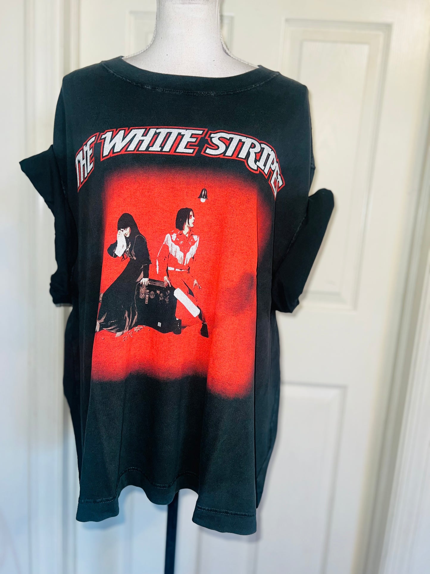 The White Stripes Double Sided Oversized Distressed Tee