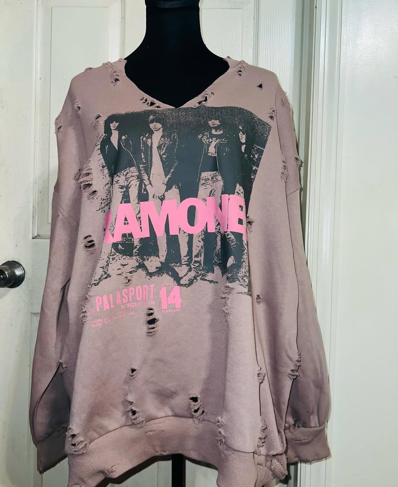 The Ramones Oversized Distressed Sweatshirt
