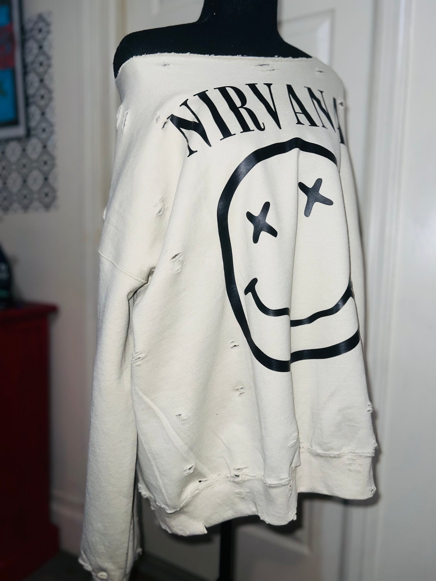 Nirvana Oversized Distressed Sweatshirt