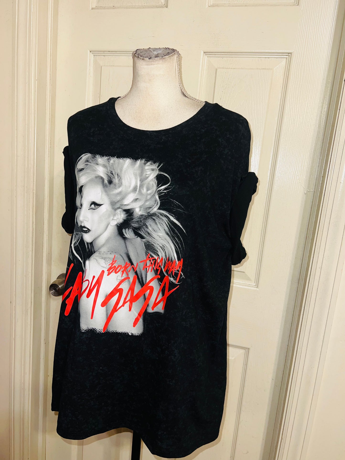 Lady Gaga Oversized Distressed Tee