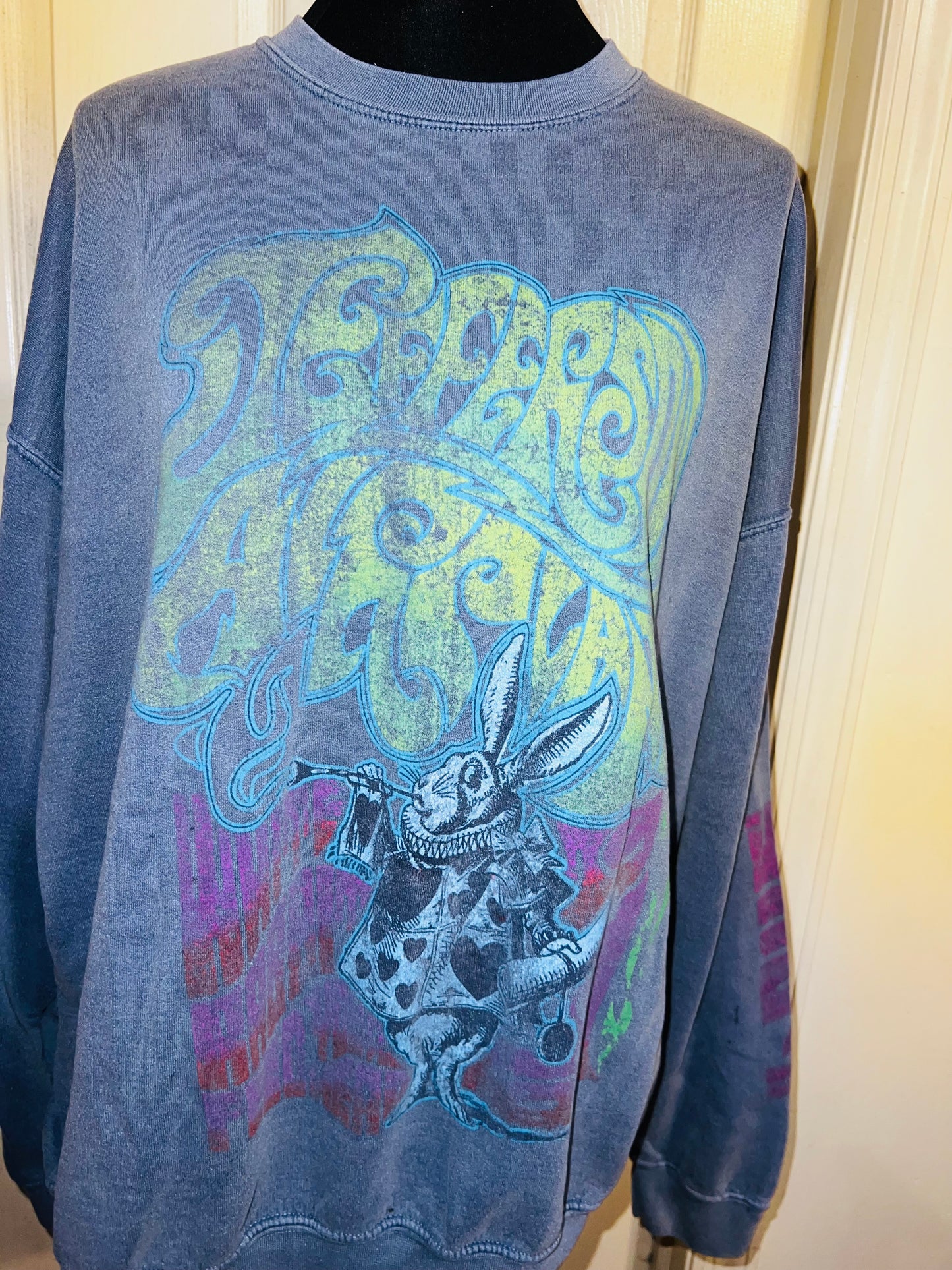 Jefferson Airplane Oversized Distressed Sweatshirt