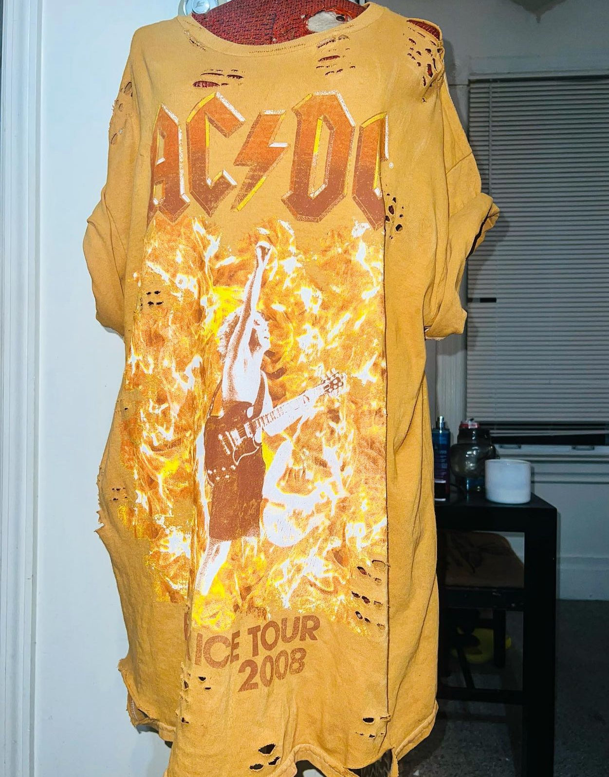 AC/DC Bleached Oversized Distressed Tee