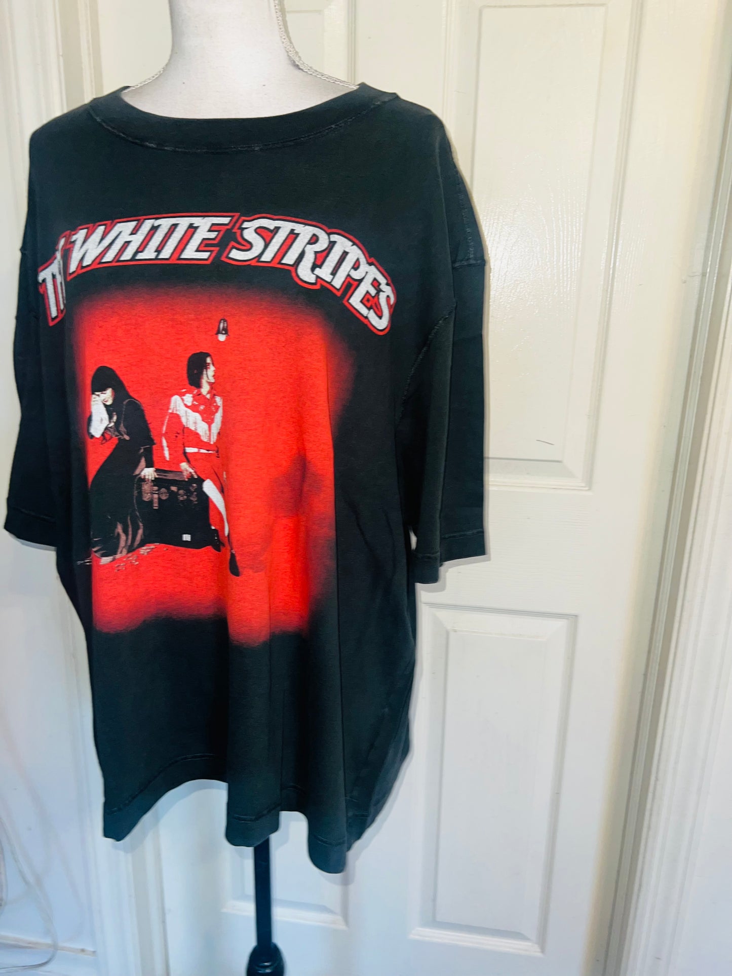 The White Stripes Double Sided Oversized Distressed Tee