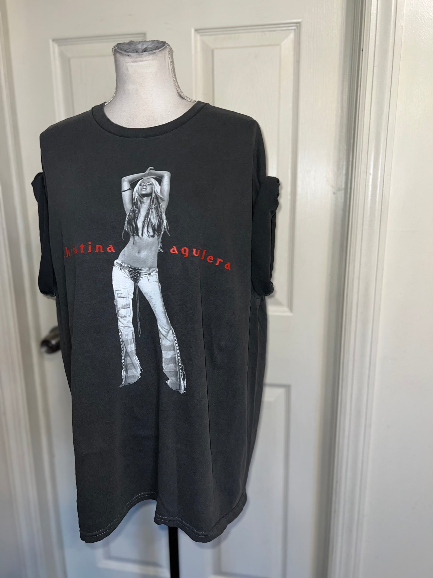 Christina Aguilera Oversized Distressed Tee