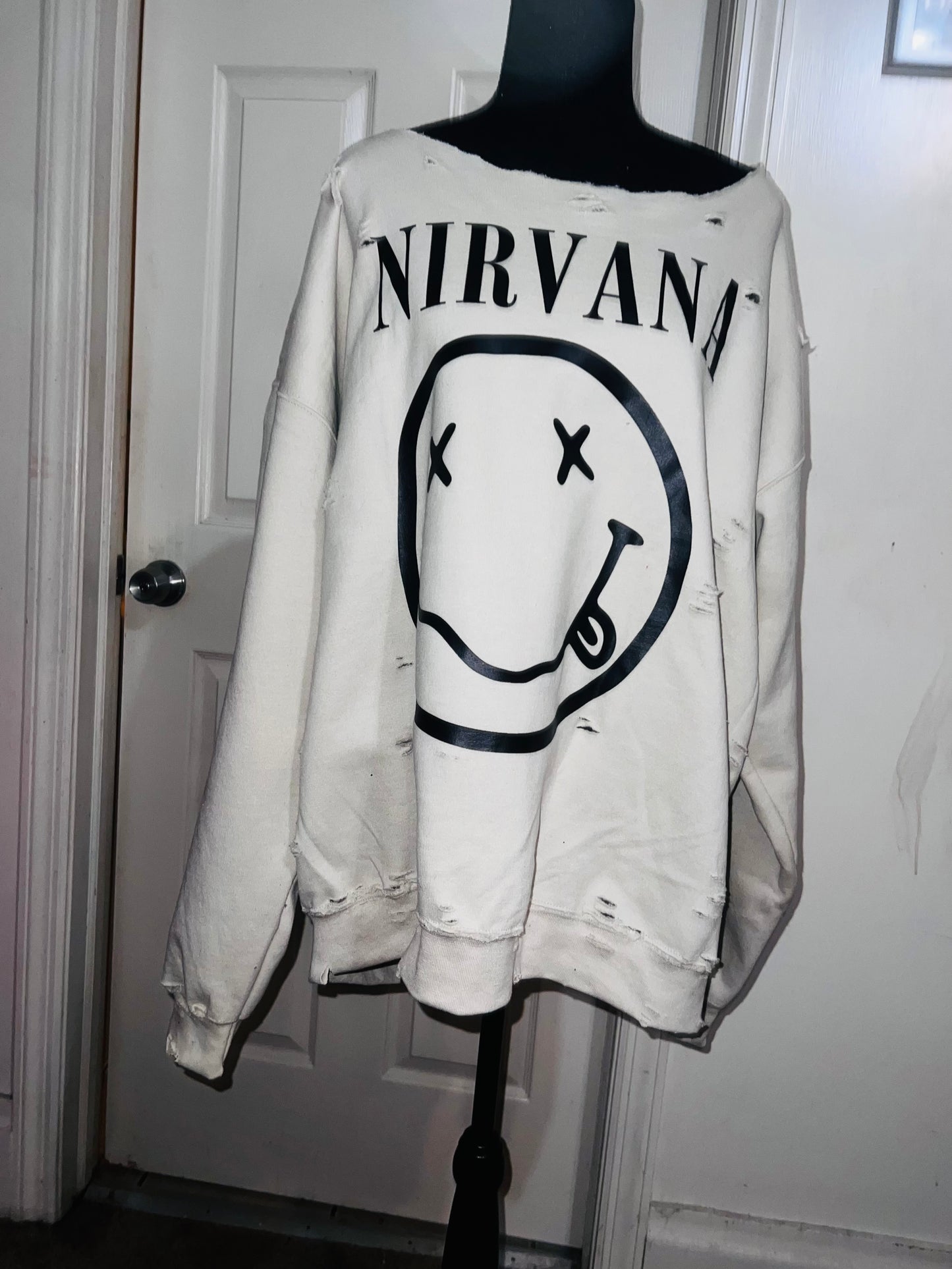 Nirvana Oversized Distressed Sweatshirt