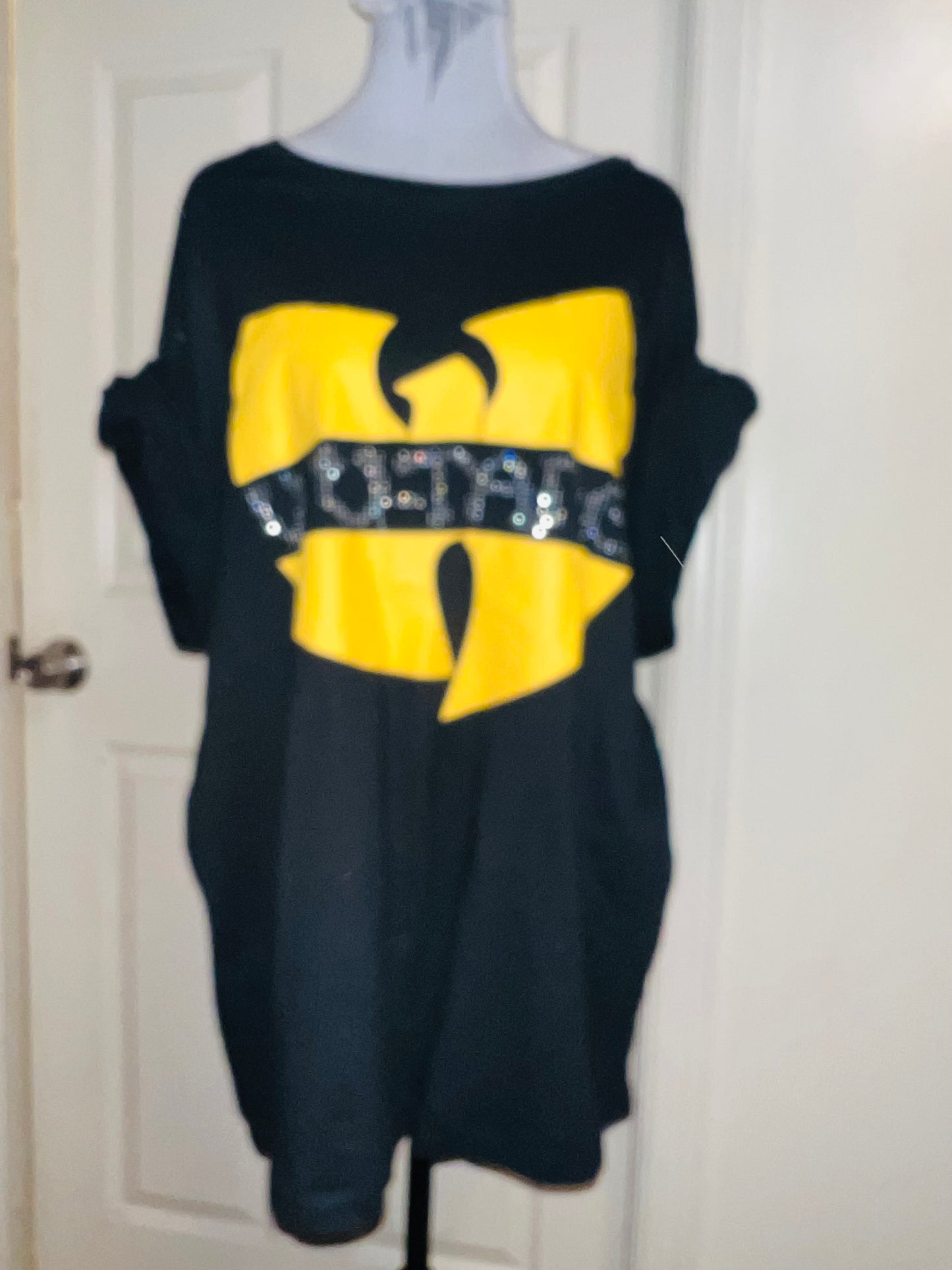 Wu-Tang Clan Rhinestone Oversized Distressed Tee