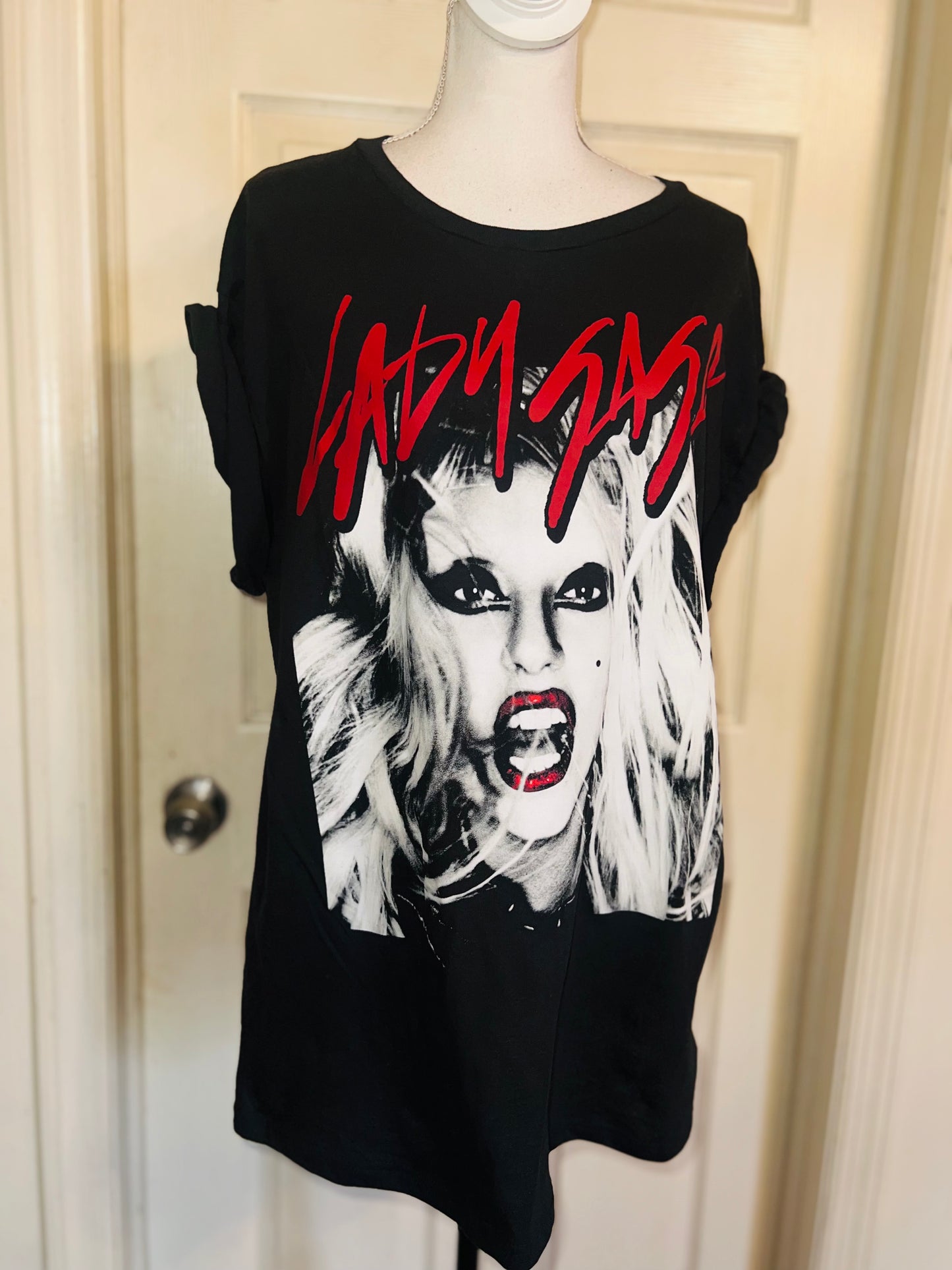 Lady Gaga Oversized Distressed Tee