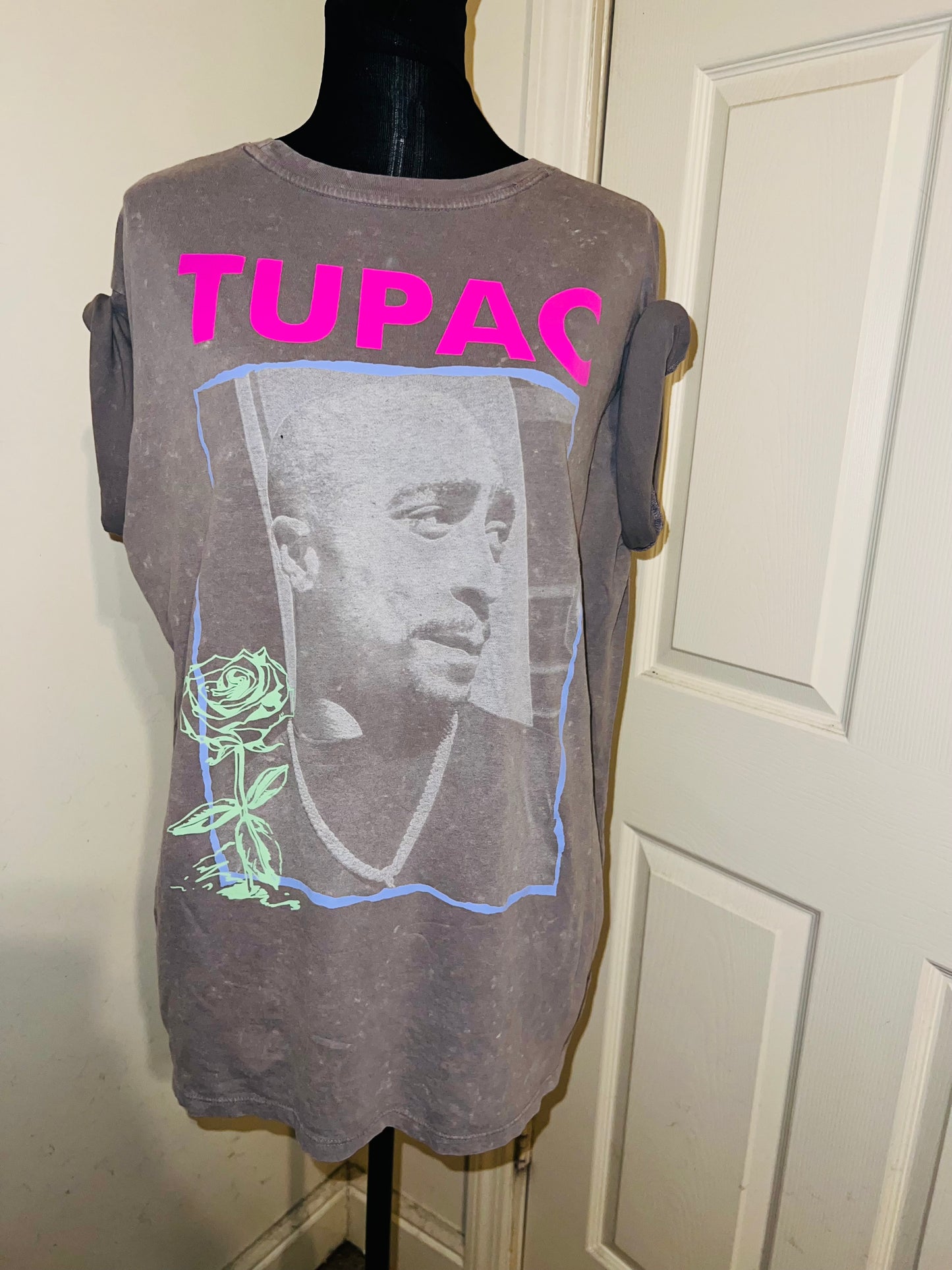 Tupac Double Sided Oversized Distressed Tee