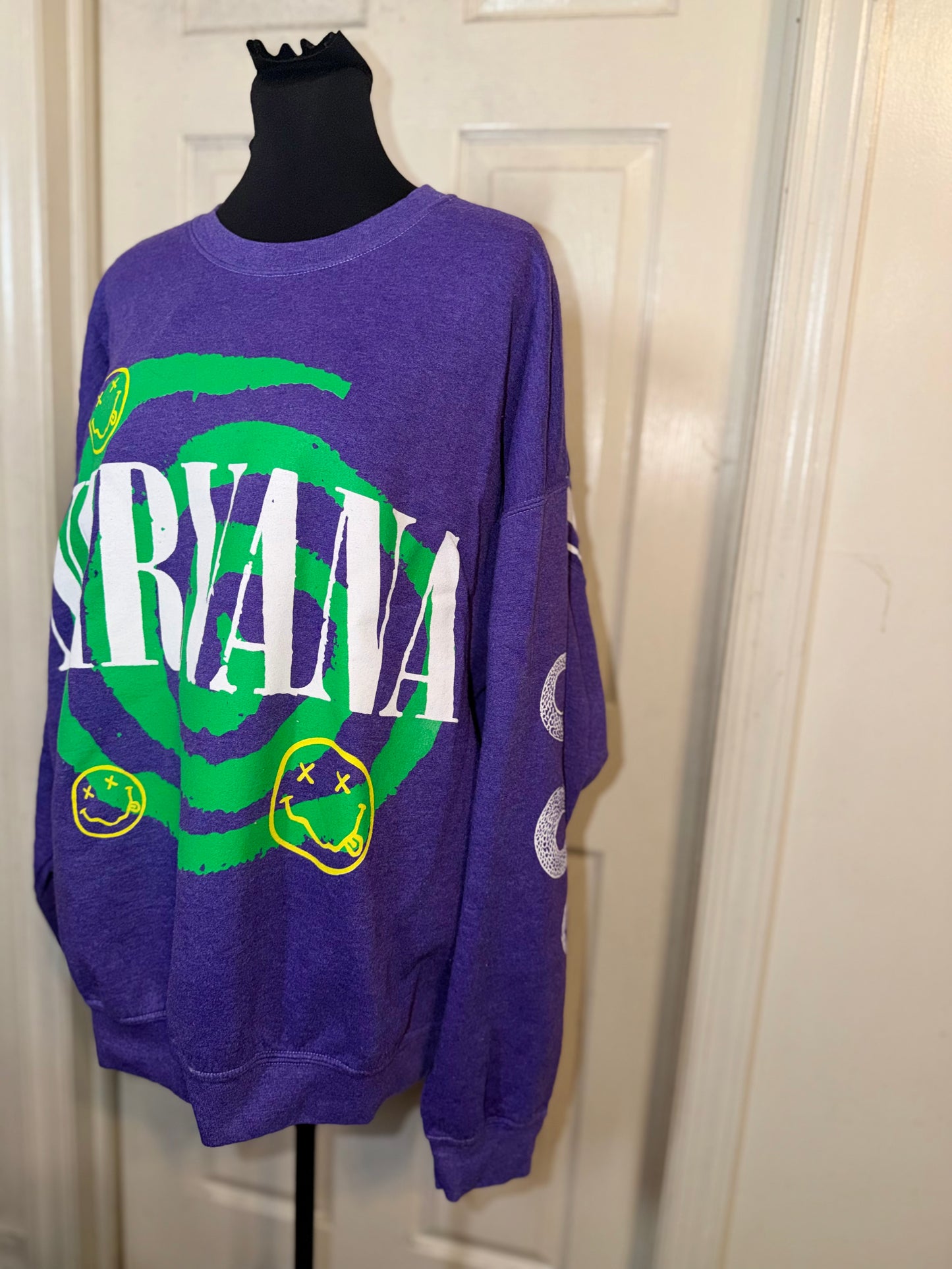 Nirvana Double Sided Oversized Distressed Sweatshirt