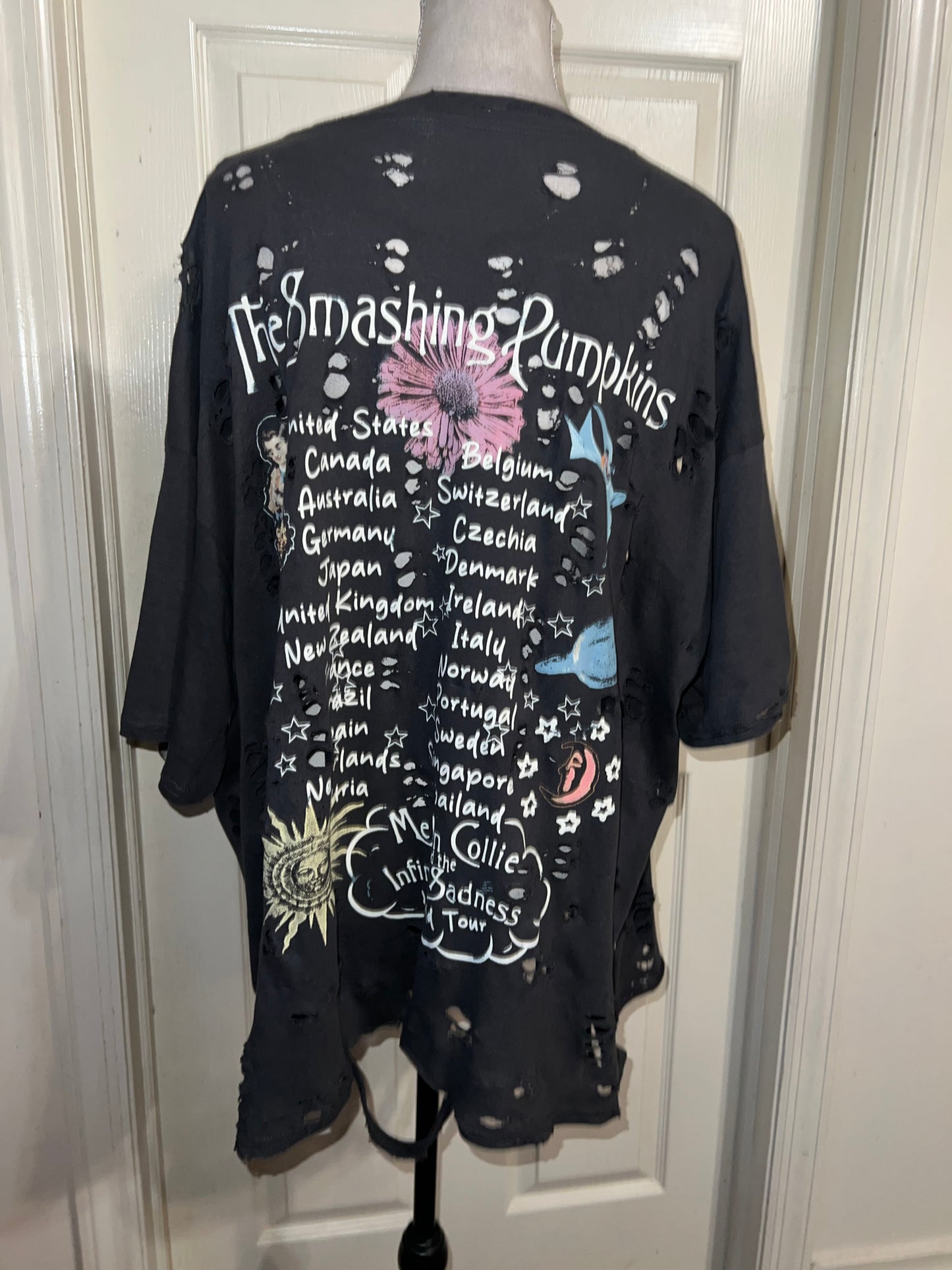Smashing Pumpkins Double Sided Oversized Distressed Tee