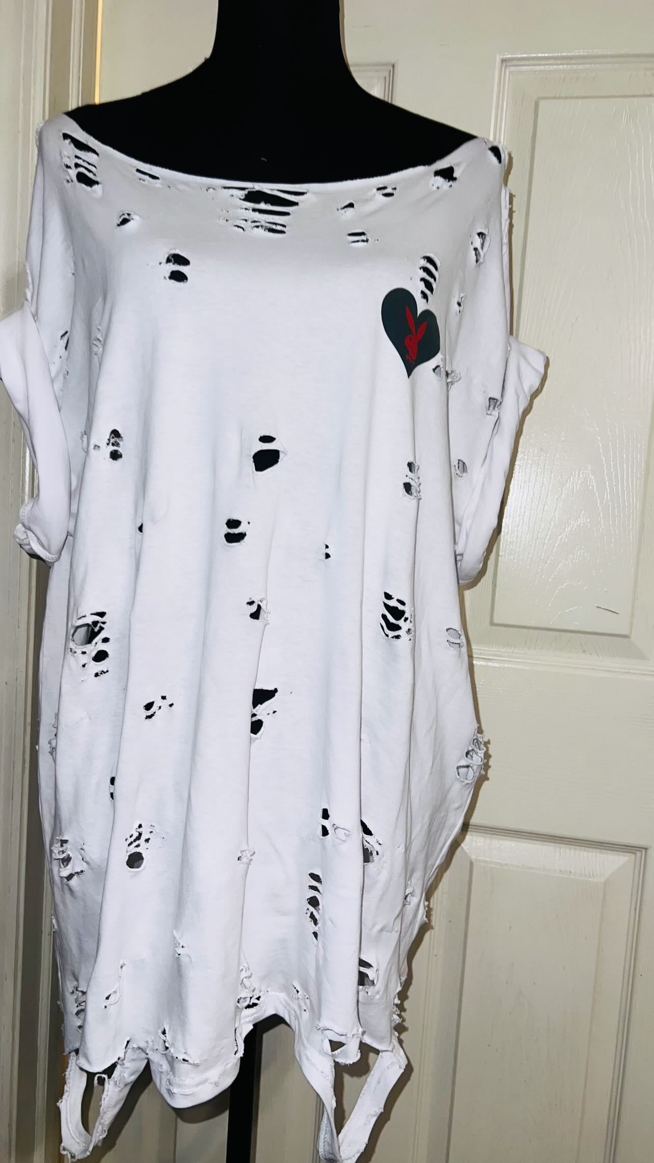 Playboy Double Sided Oversized Distressed Tee