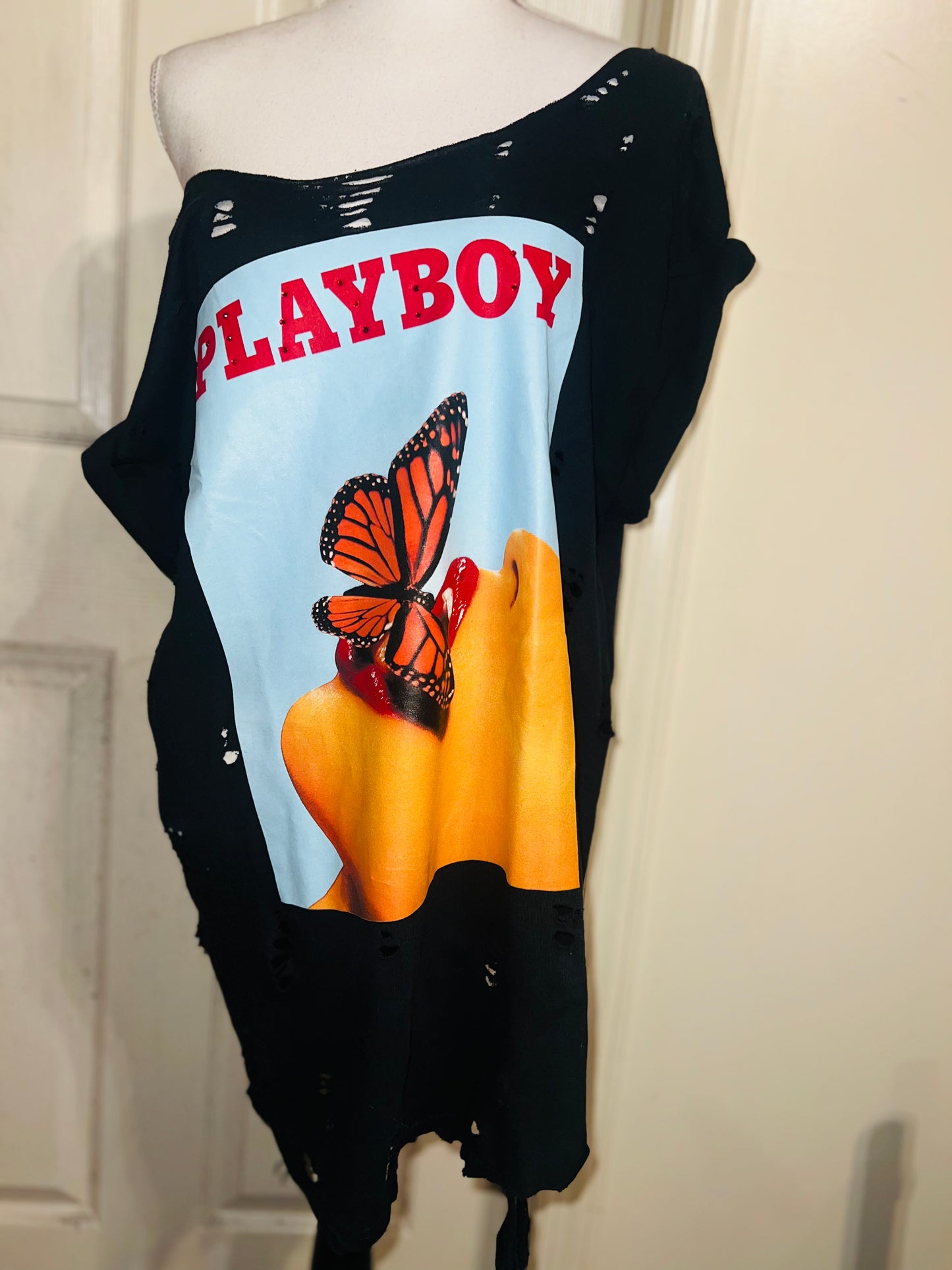 Playboy Oversized Distressed Tee