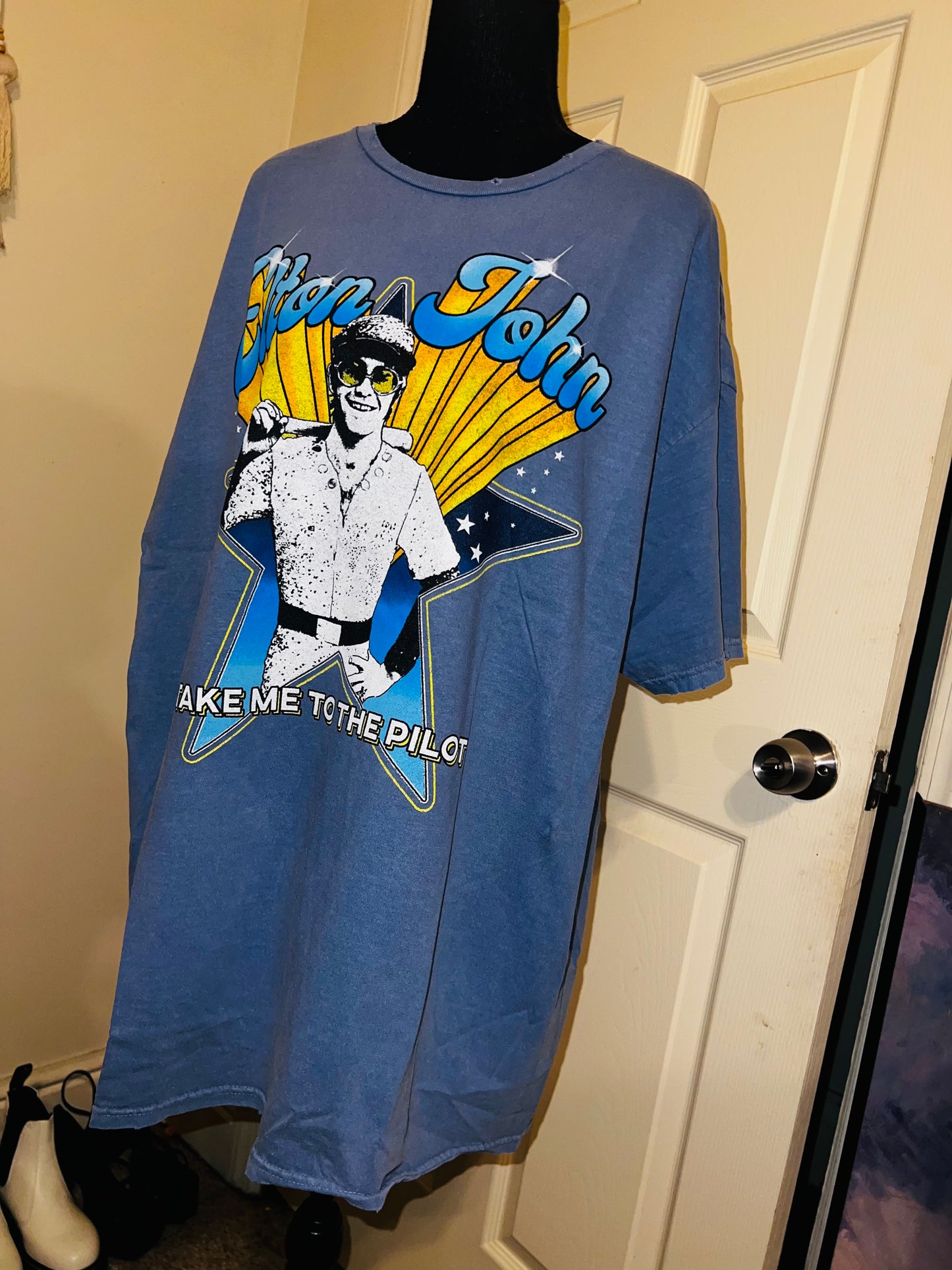 Elton John Oversized Distressed Tee