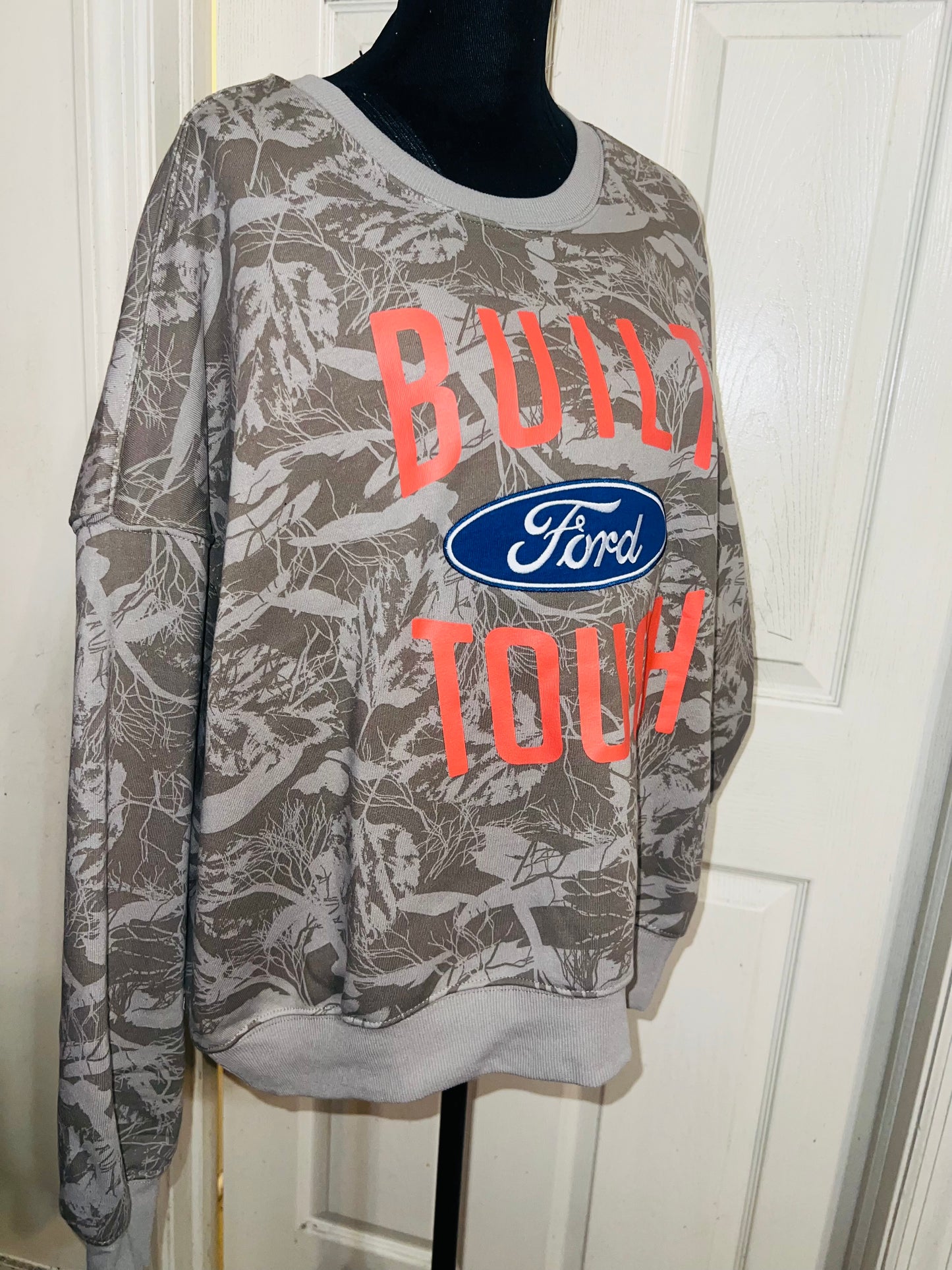 Ford Oversized Distressed Camo Sweatshirt
