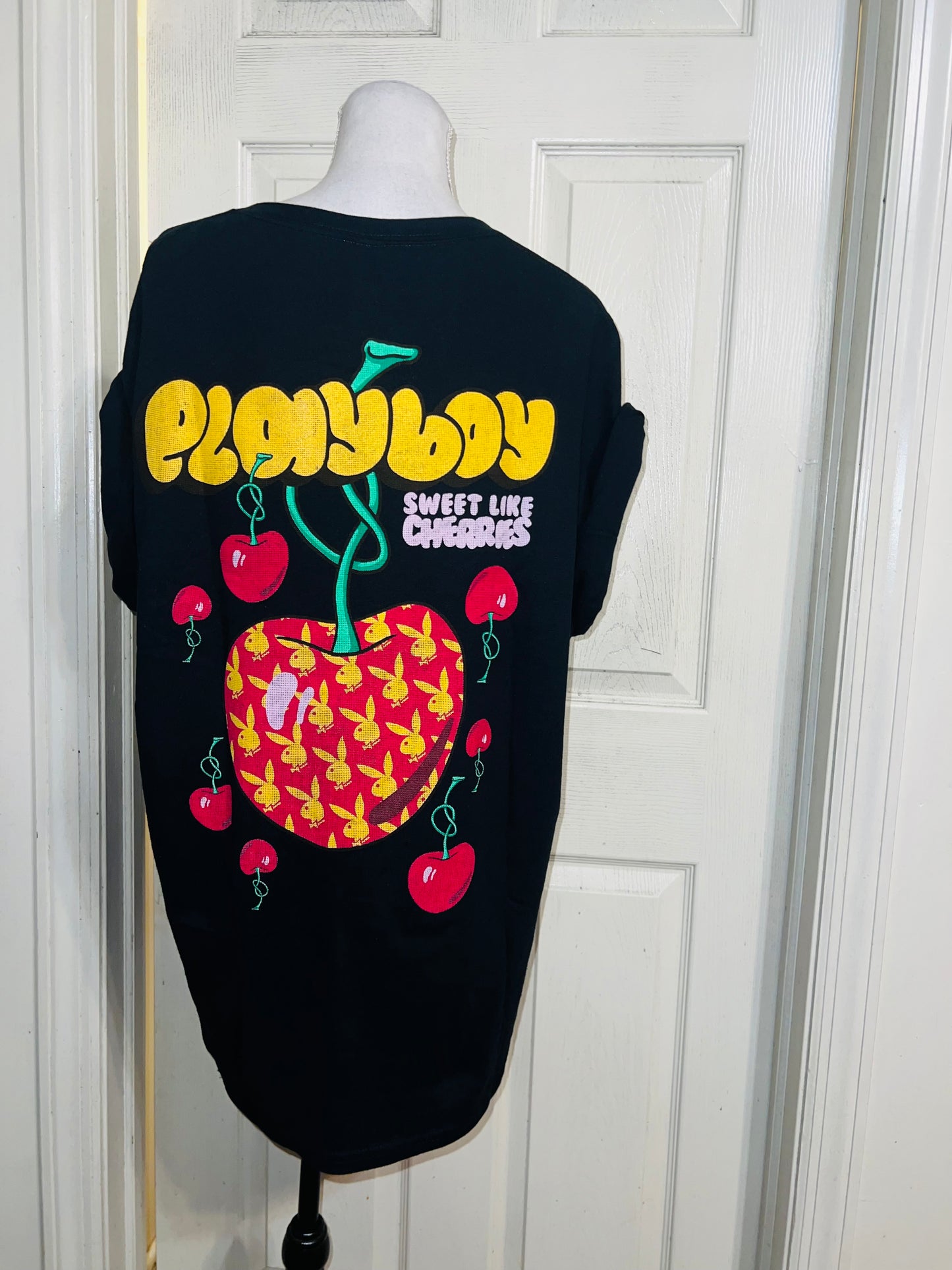 Playboy Cherry Double Sided Oversized Distressed Tee