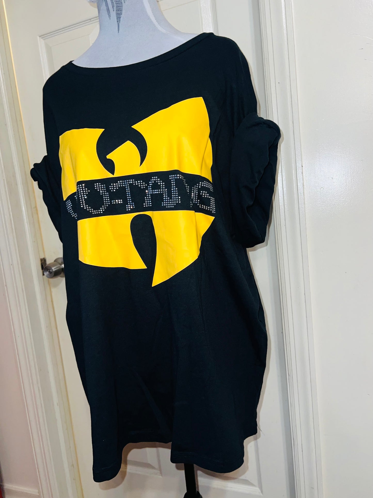 Wu-Tang Clan Rhinestone Oversized Distressed Tee