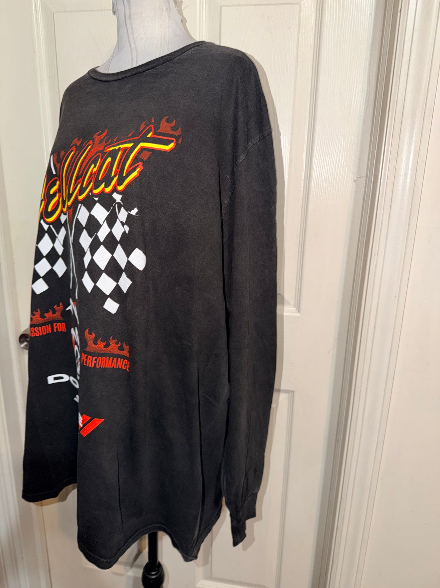 Dodge Hellcat Oversized Distressed Long Sleeve Tee