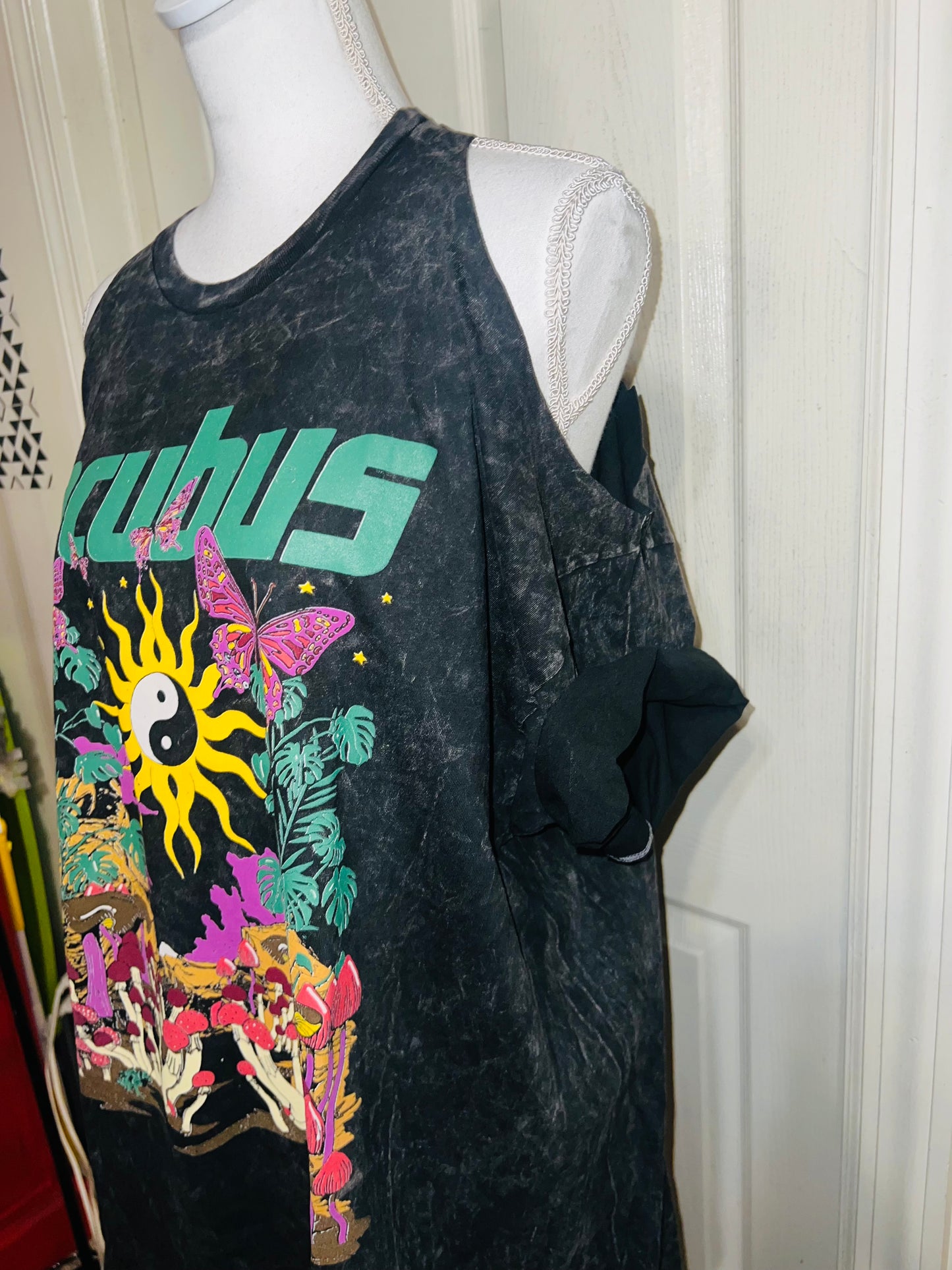 Incubus Oversized Distressed Cut Out Tee