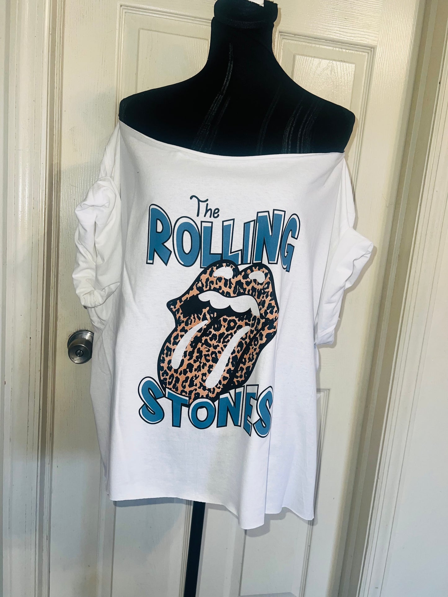Rolling Stones Off The Shoulder Oversized Distressed Tee