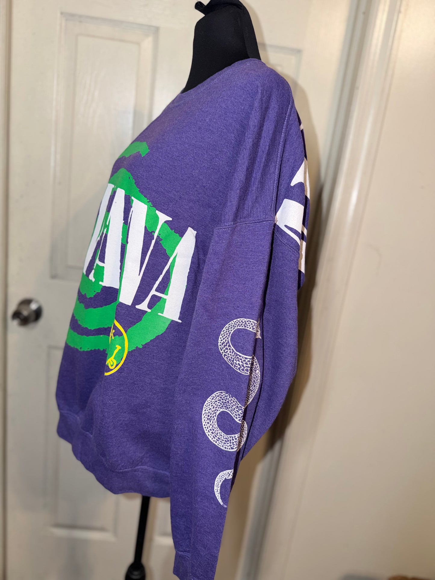 Nirvana Double Sided Oversized Distressed Sweatshirt