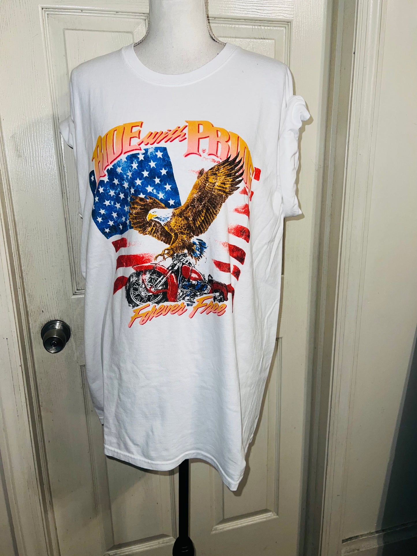 Ride With Pride Oversized Distressed Tee