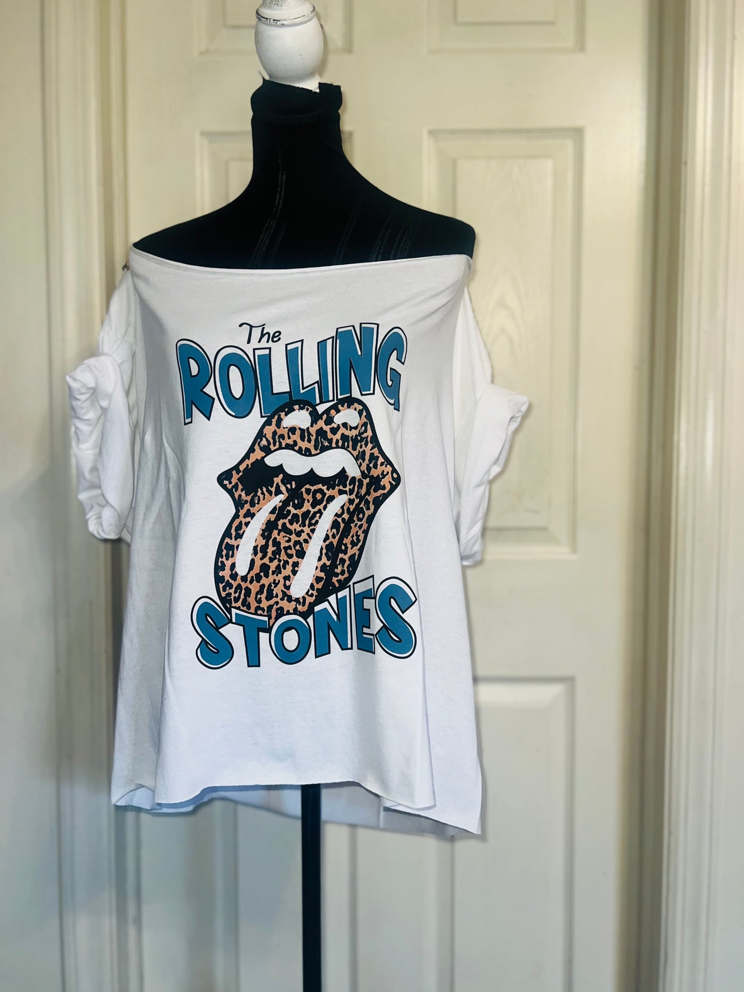 Rolling Stones Off The Shoulder Oversized Distressed Tee