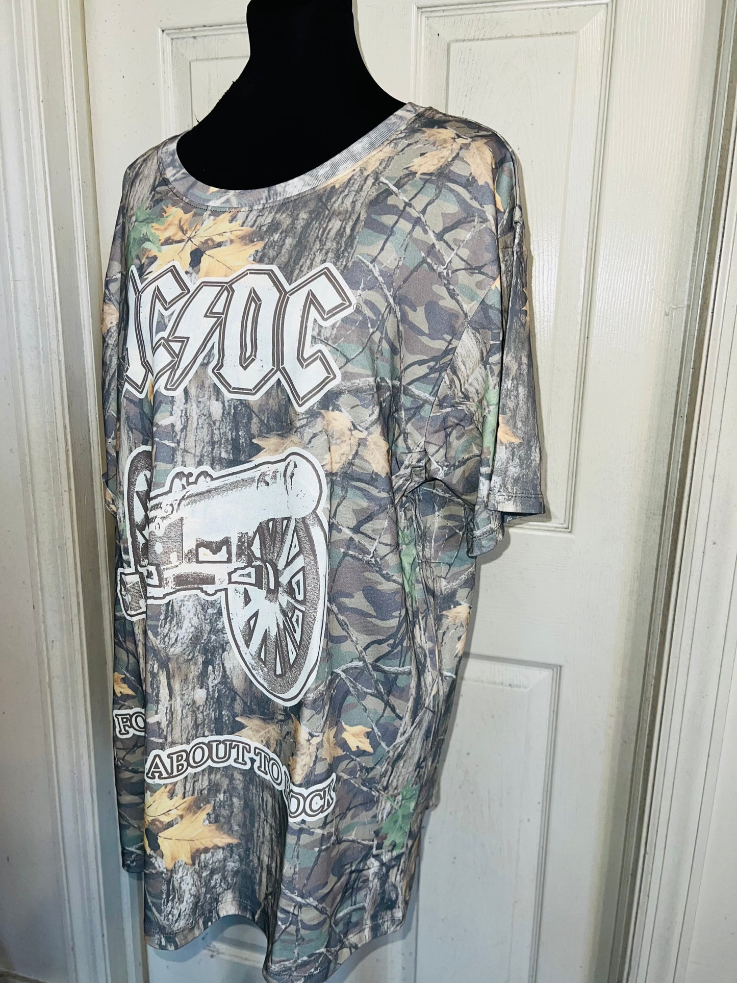 AC/DC Camo Oversized Distressed Tee
