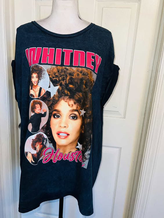 Whitney Houston Double Sided Oversized Distressed Tee