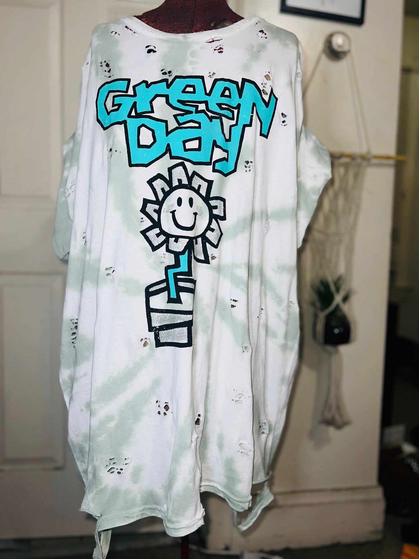 Green Day Tie Dye Double Sided Distressed Tee