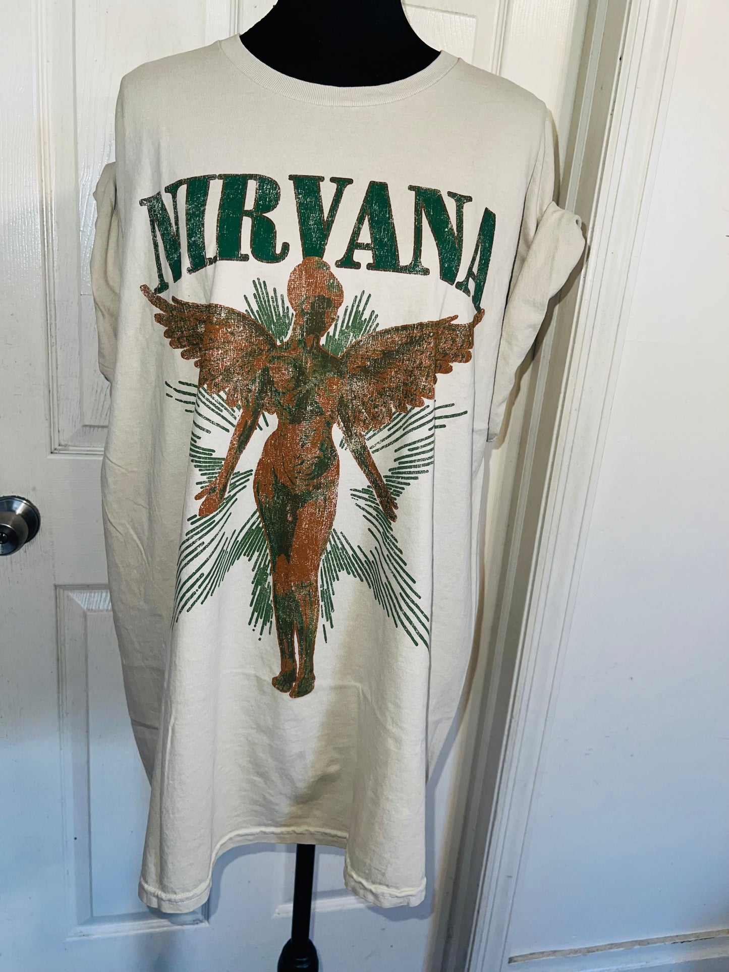 Nirvana Double Sided Oversized Distressed Tee