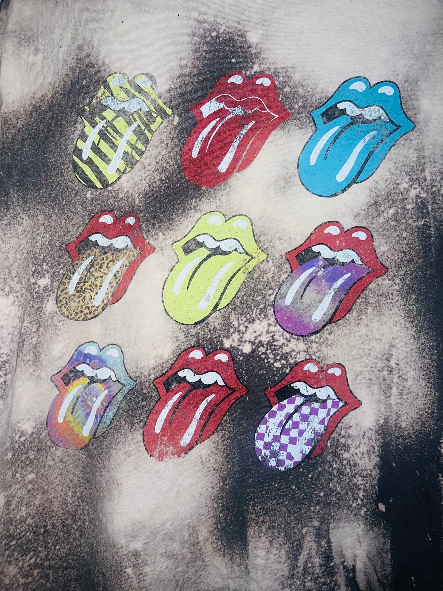 Bleached The Rolling Stones Multi Color Distressed Tee