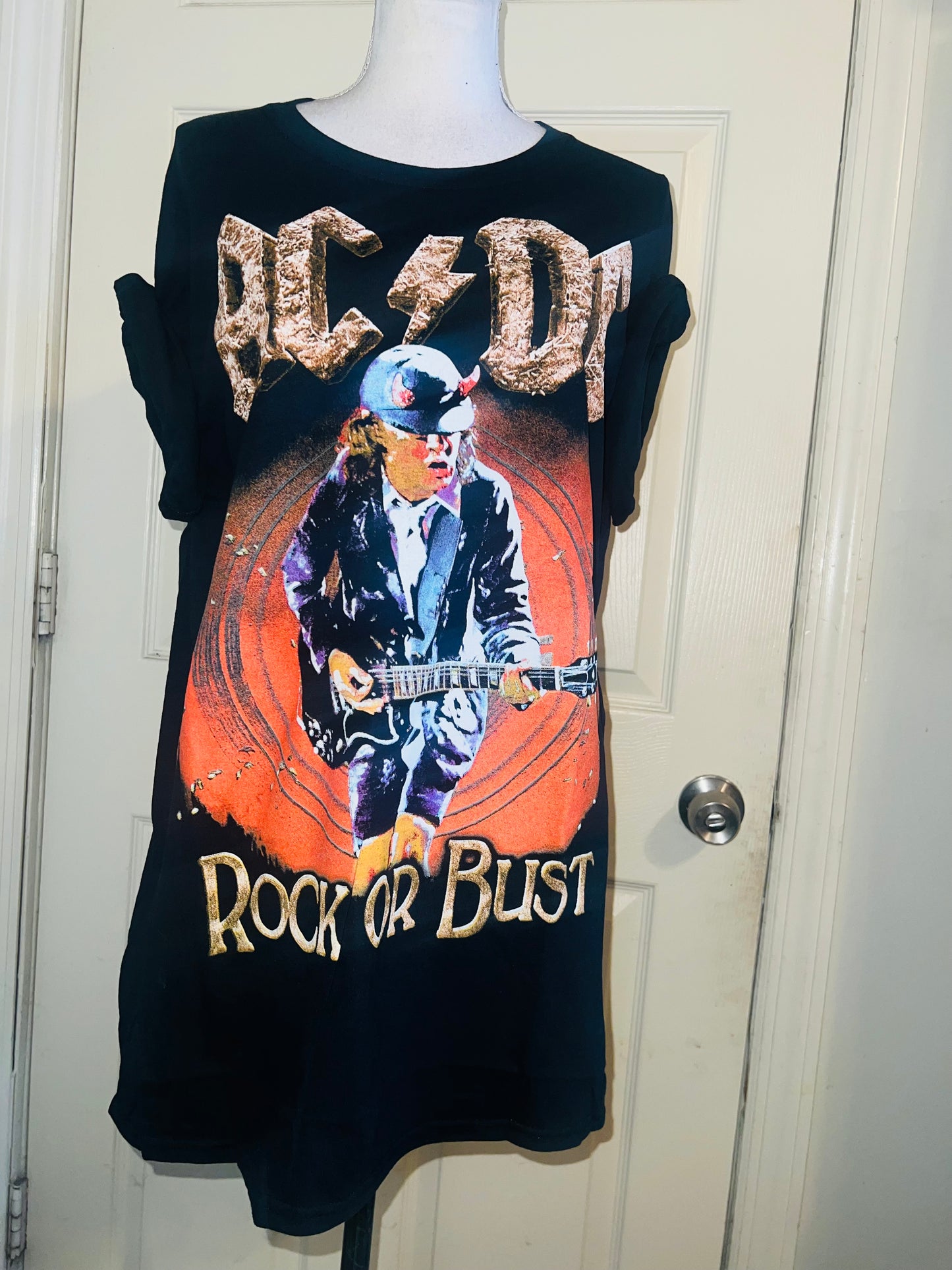 AC/DC Double Sided Oversized Distressed Tee