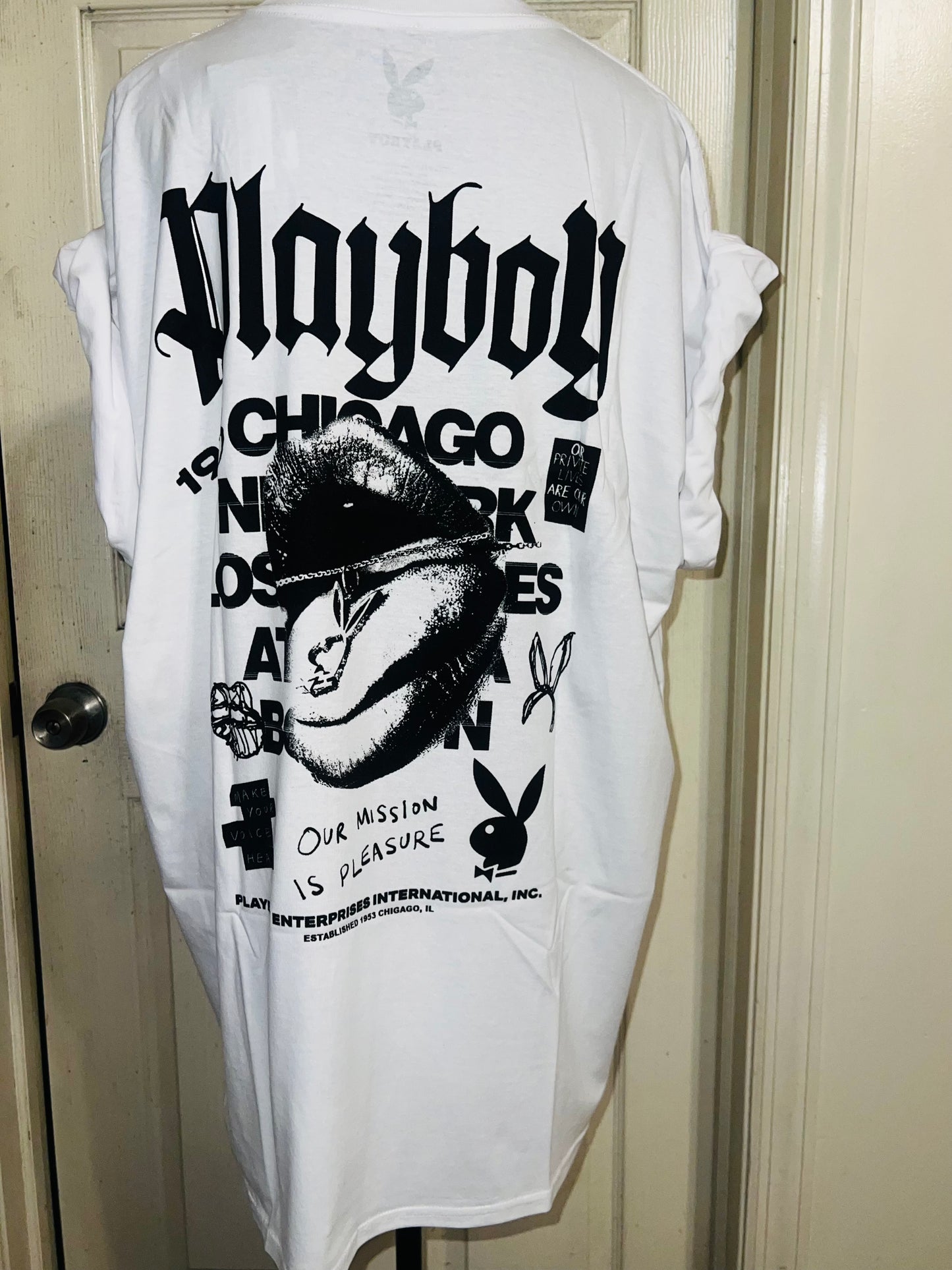 Playboy Double Sided Oversized Distressed Tee