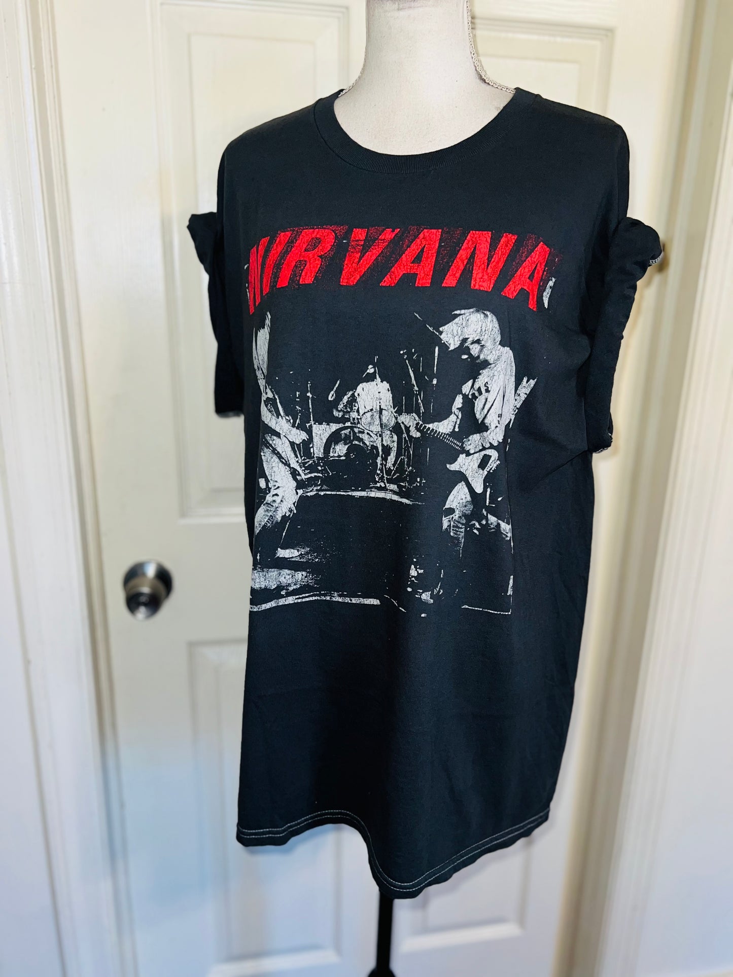 Nirvana Double Sided Oversized Distressed Tee