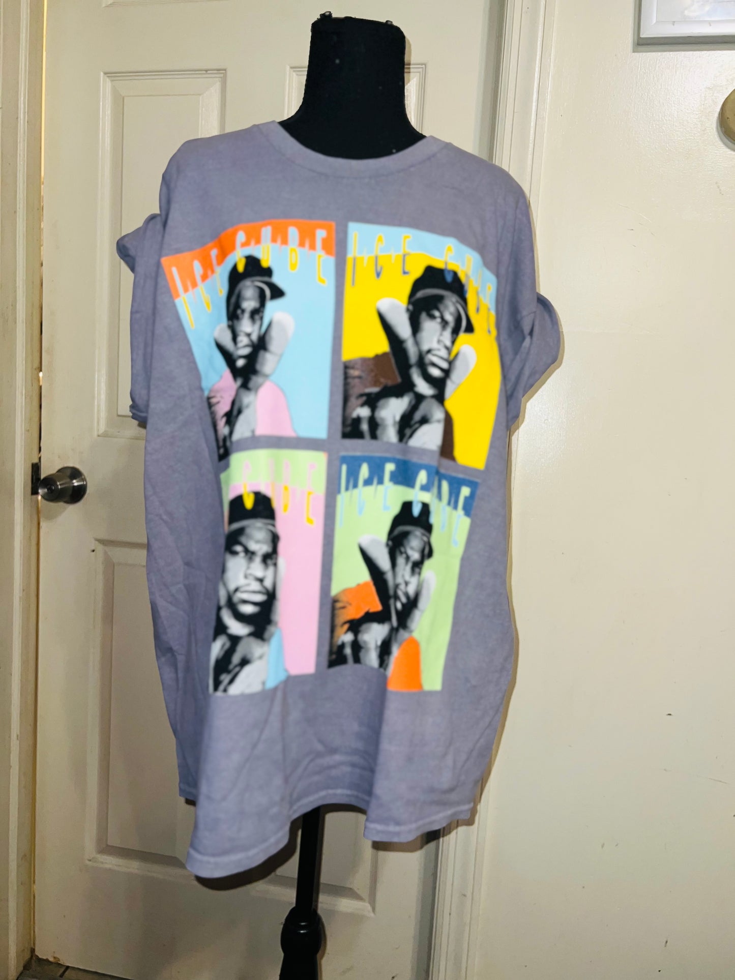 Ice Cube Warhol Pop Art Oversized Distressed Tee