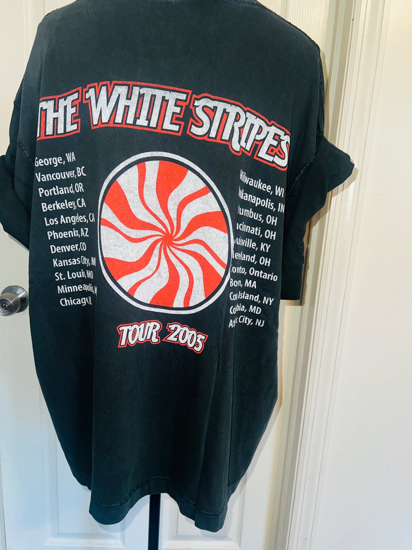 The White Stripes Double Sided Oversized Distressed Tee