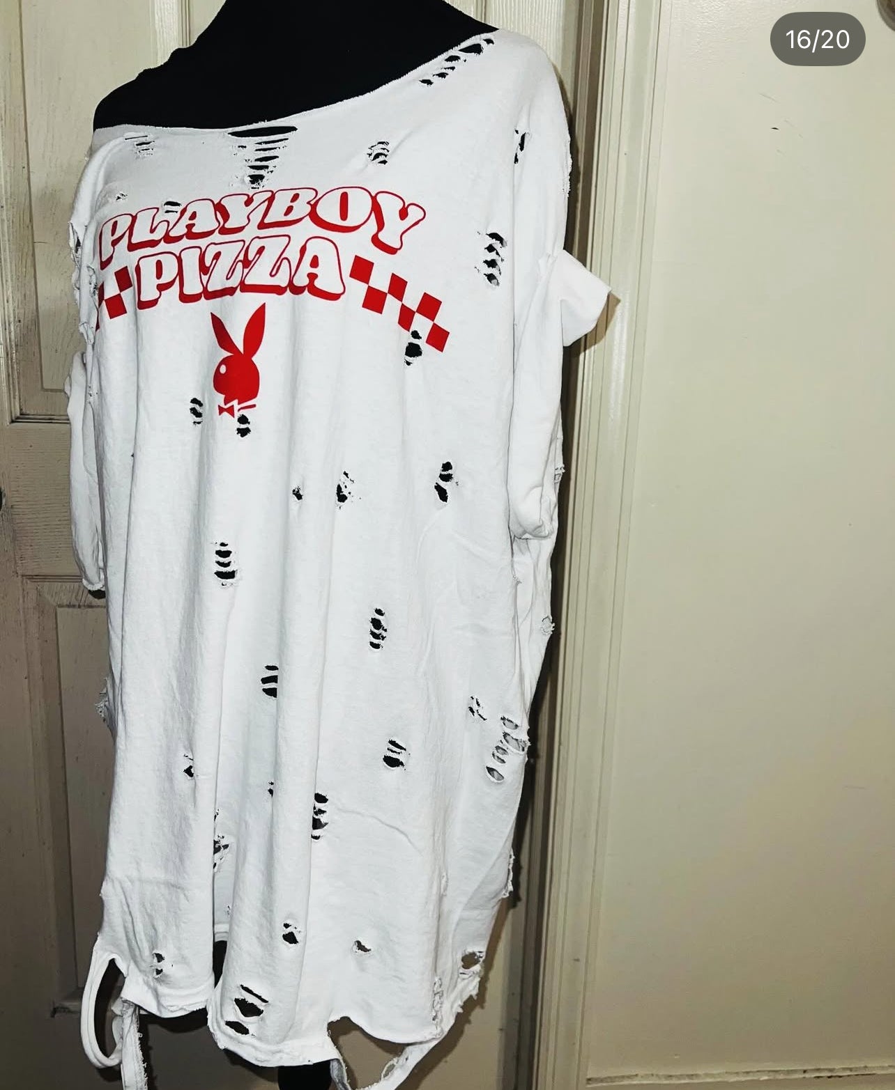 Playboy Pizza Double Sided Distressed Tee