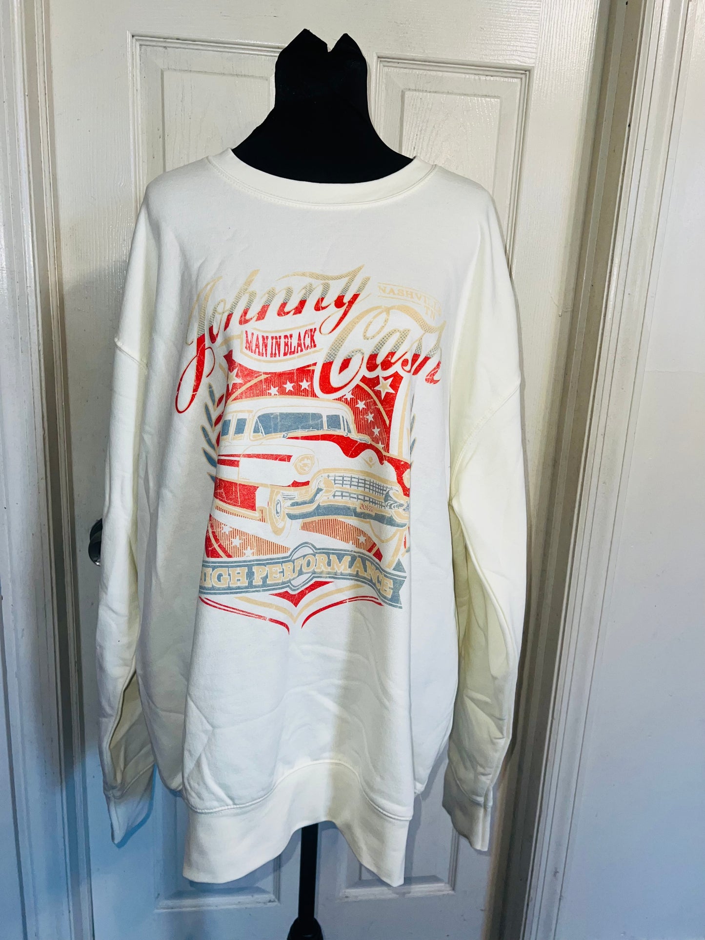 Johnny Cash Oversized Distressed Sweatshirt
