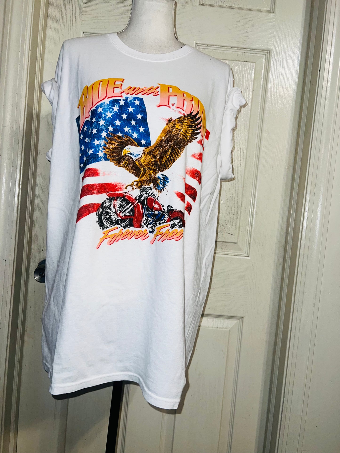 Ride With Pride Oversized Distressed Tee