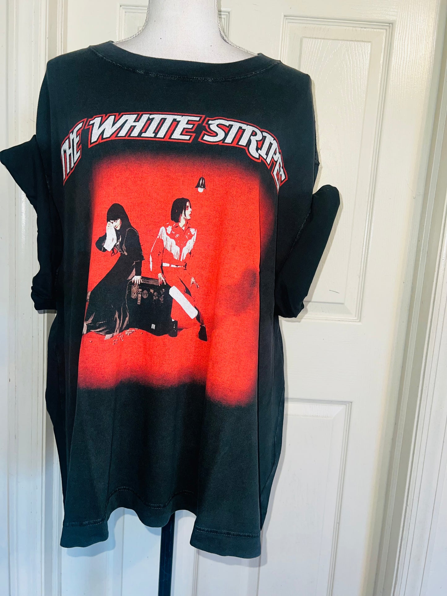 The White Stripes Double Sided Oversized Distressed Tee