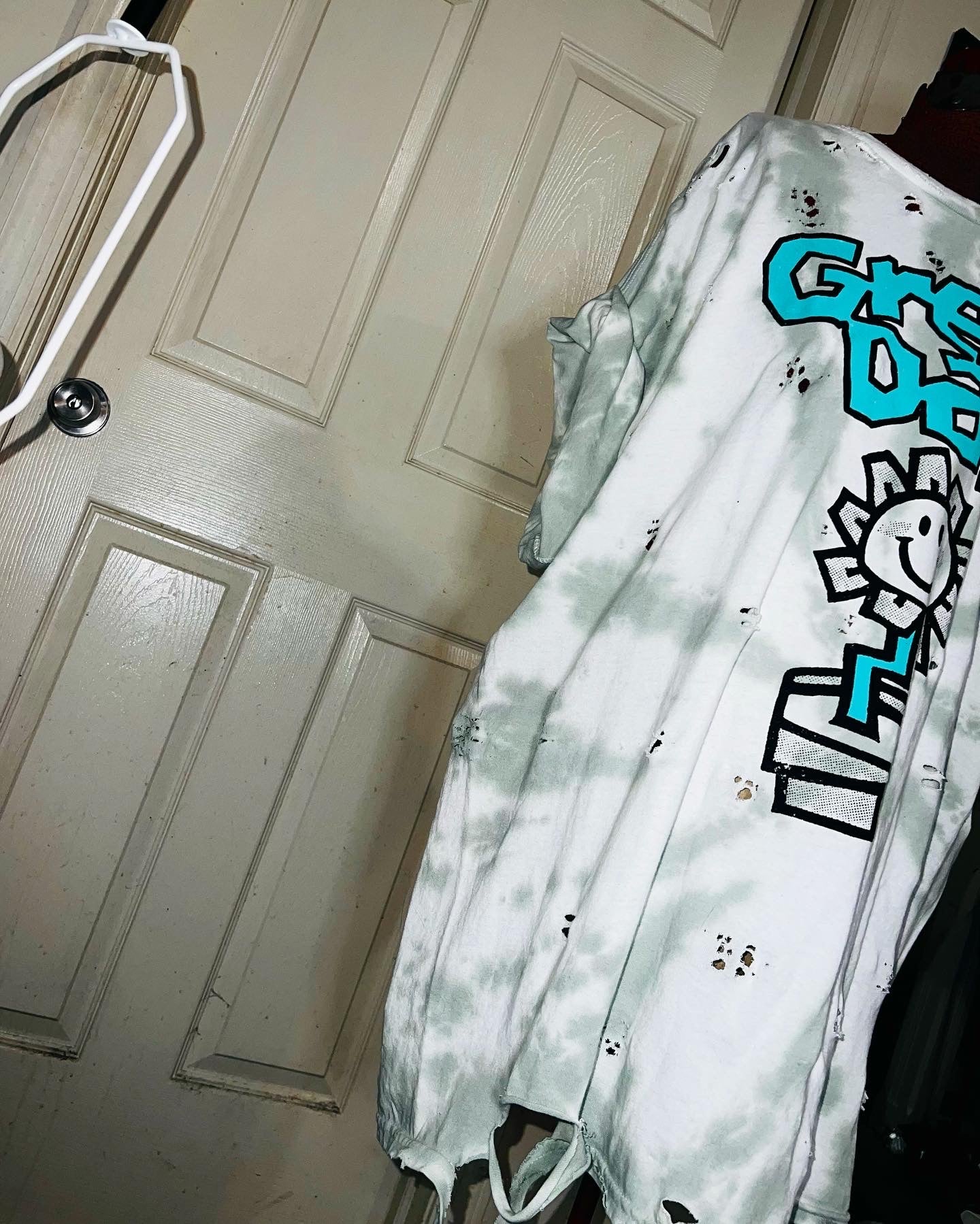 Green Day Tie Dye Double Sided Distressed Tee