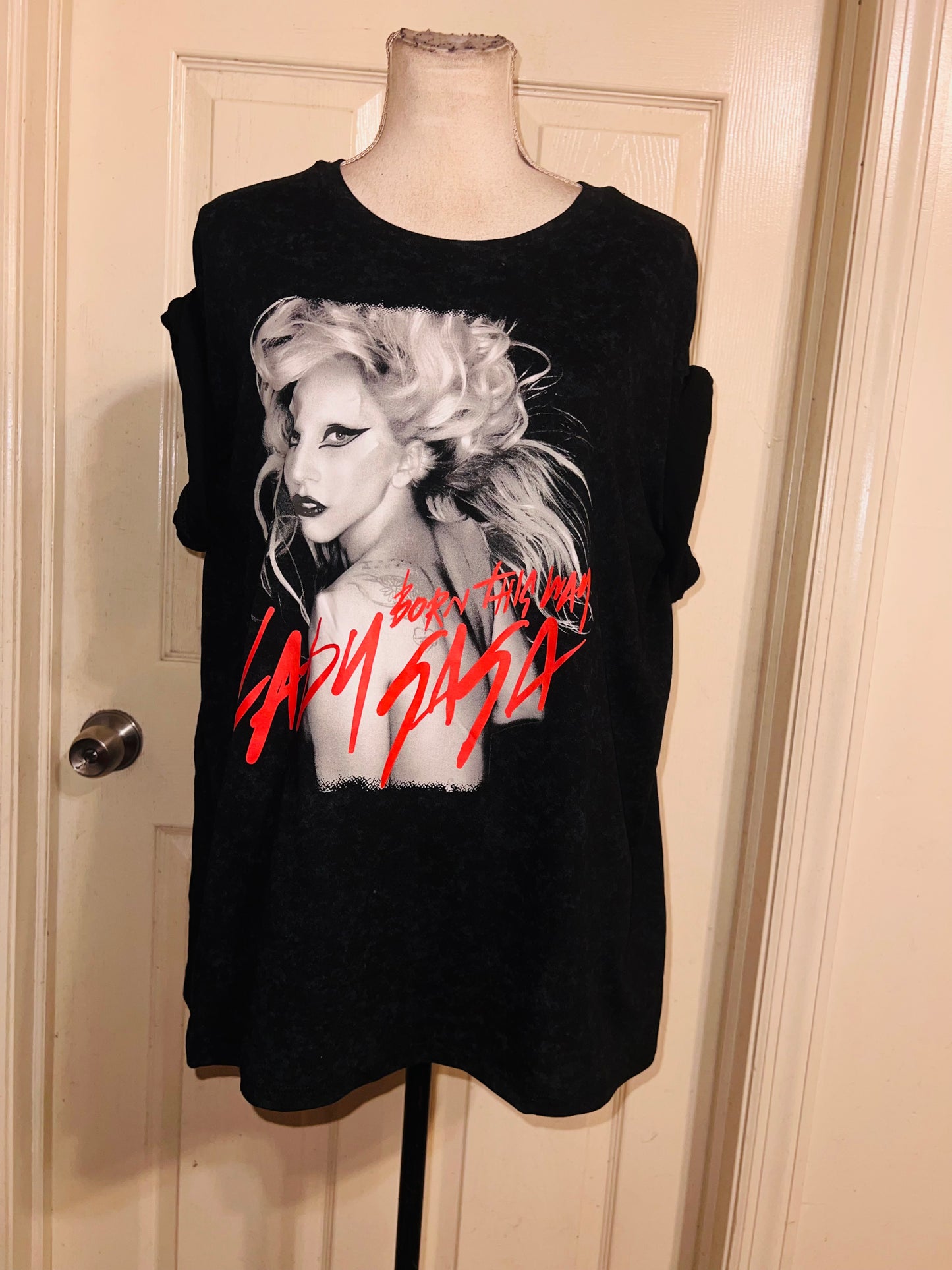 Lady Gaga Oversized Distressed Tee