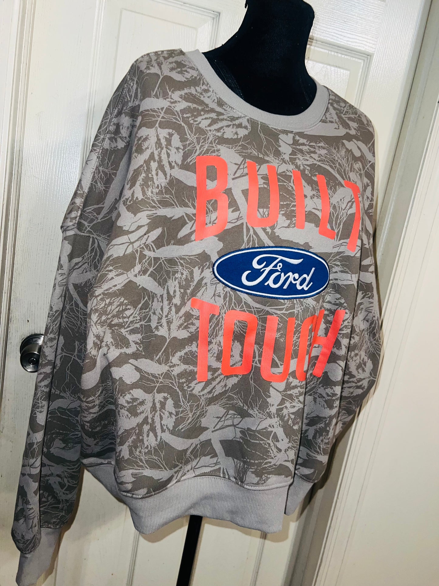 Ford Oversized Distressed Camo Sweatshirt