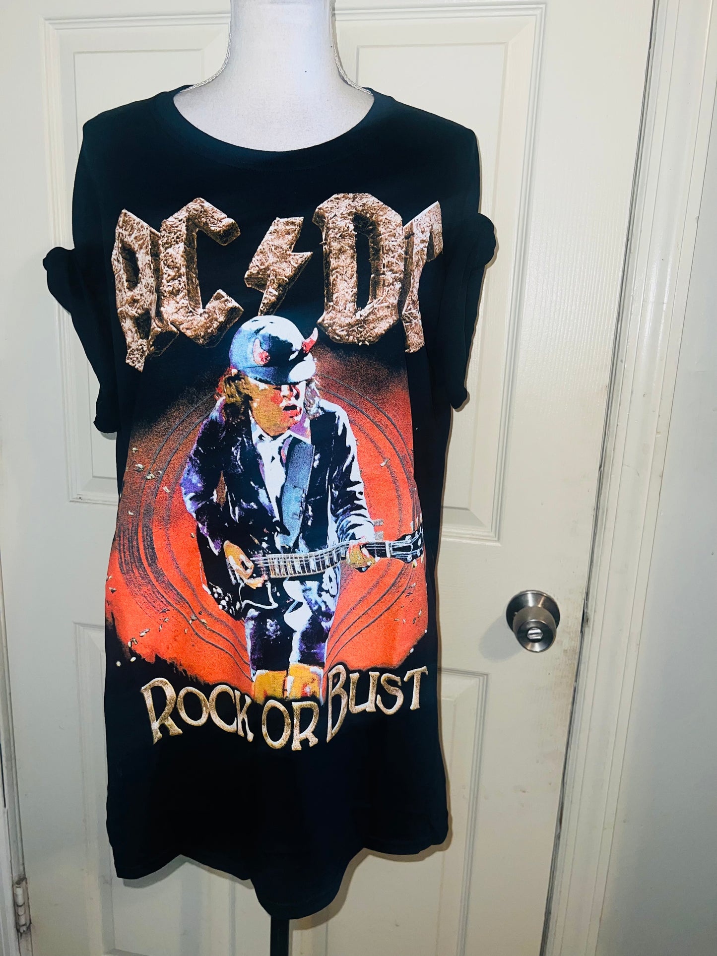 AC/DC Double Sided Oversized Distressed Tee