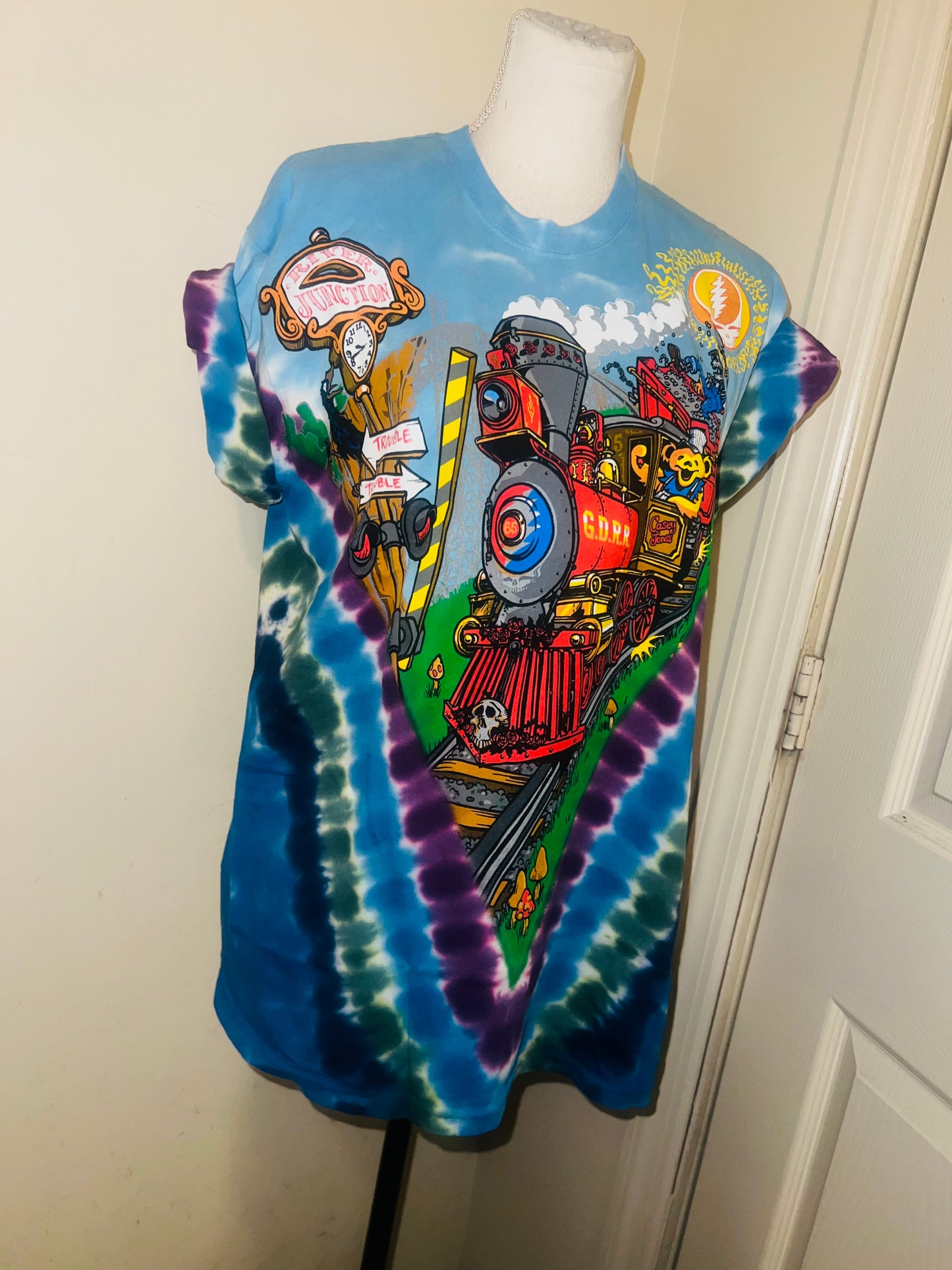 Grateful Dead Train Double Sided Oversized Distressed Tee