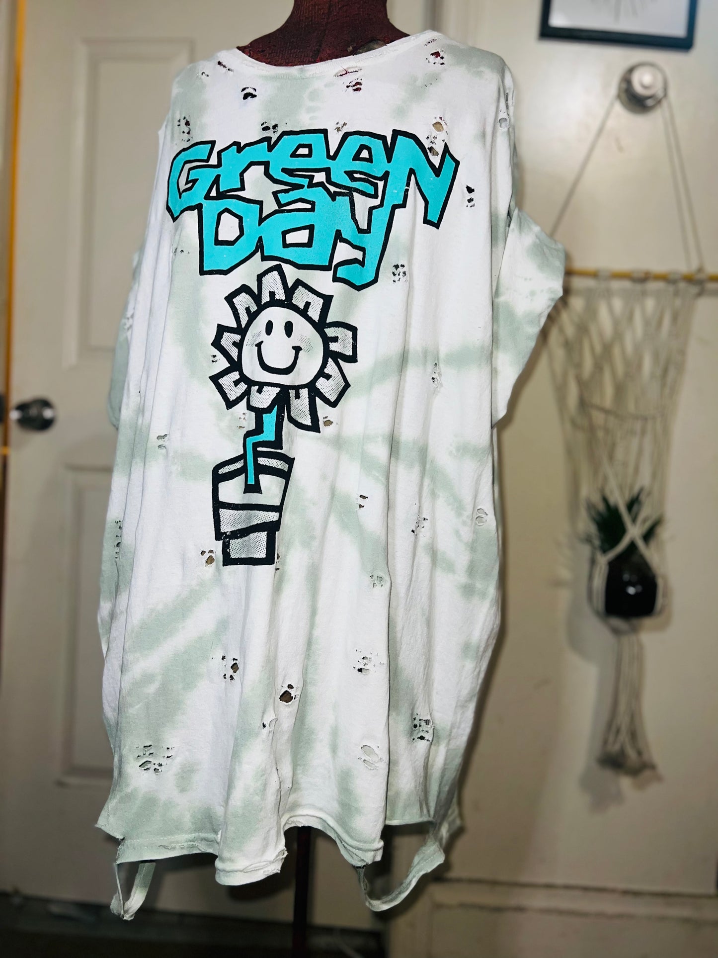 Green Day Tie Dye Double Sided Distressed Tee