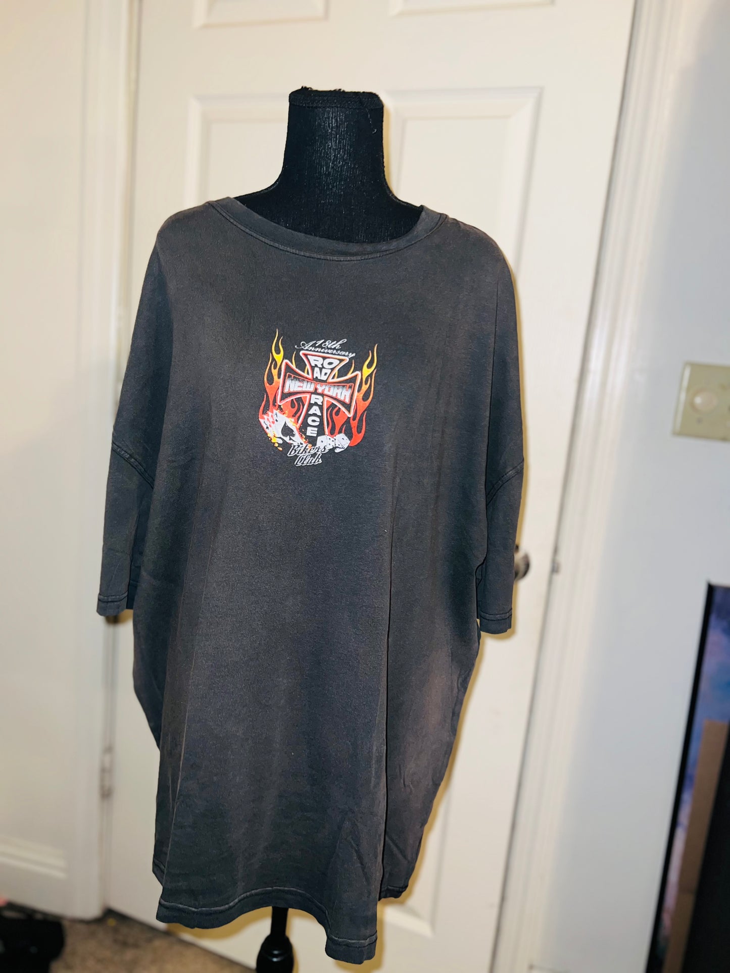 Bikers Club Road Race 18th Anniversary Vintage Oversized Distressed Tee